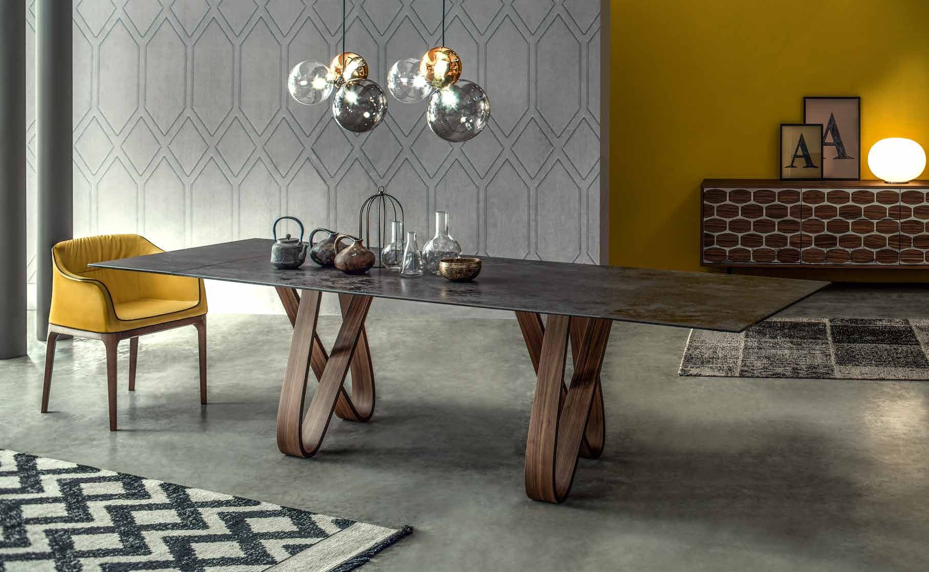 Tonin Casa Italy Butterfly Table with Square Marble Top & Walnut Legs - Elegant Dining Table for Modern Living Room & Kitchen Decor