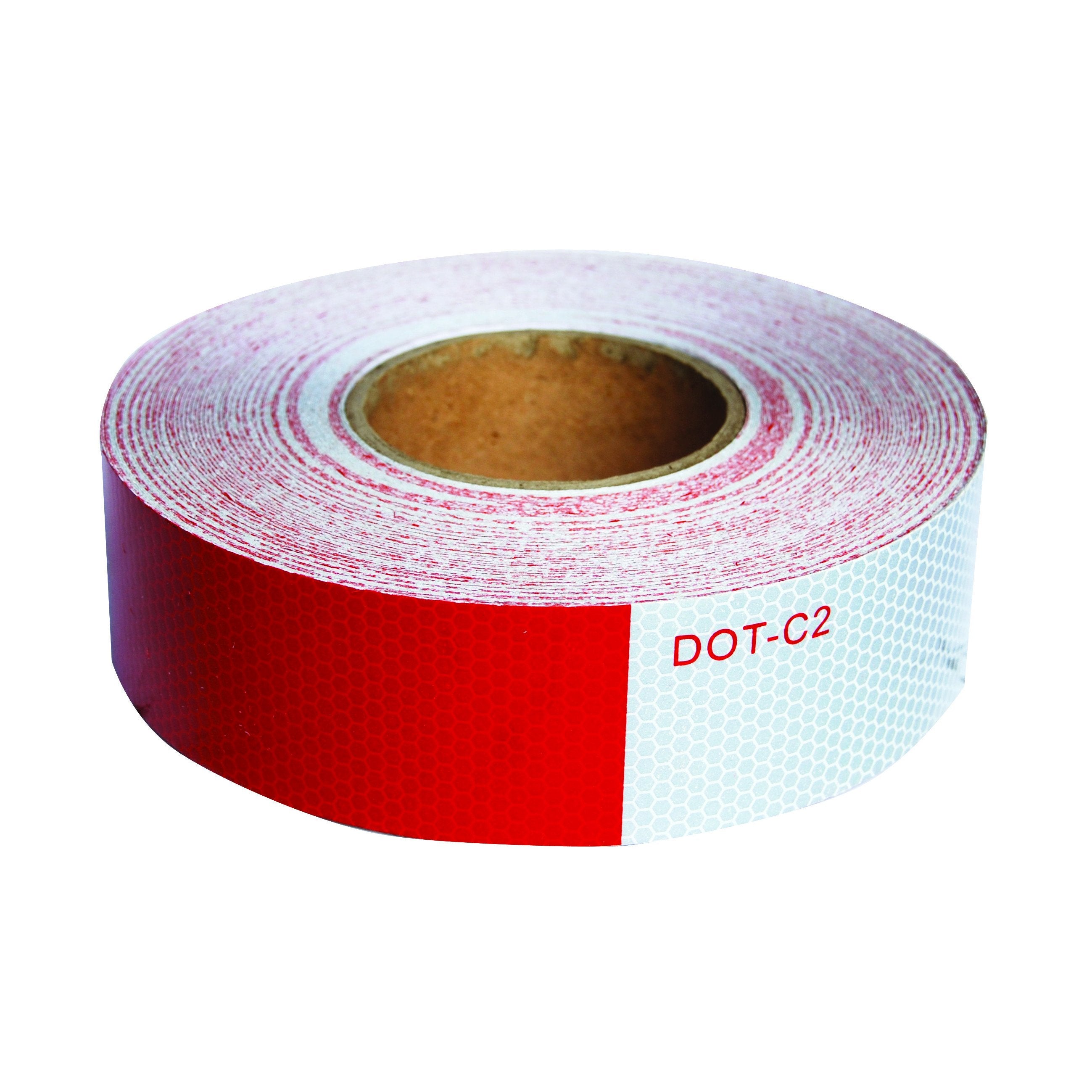 DOT C2 2 x 150' Red & White Reflective Safety Tape for Trucks & Trailers - High Visibility Conspicuity Marking for Night Driving & Road Safety