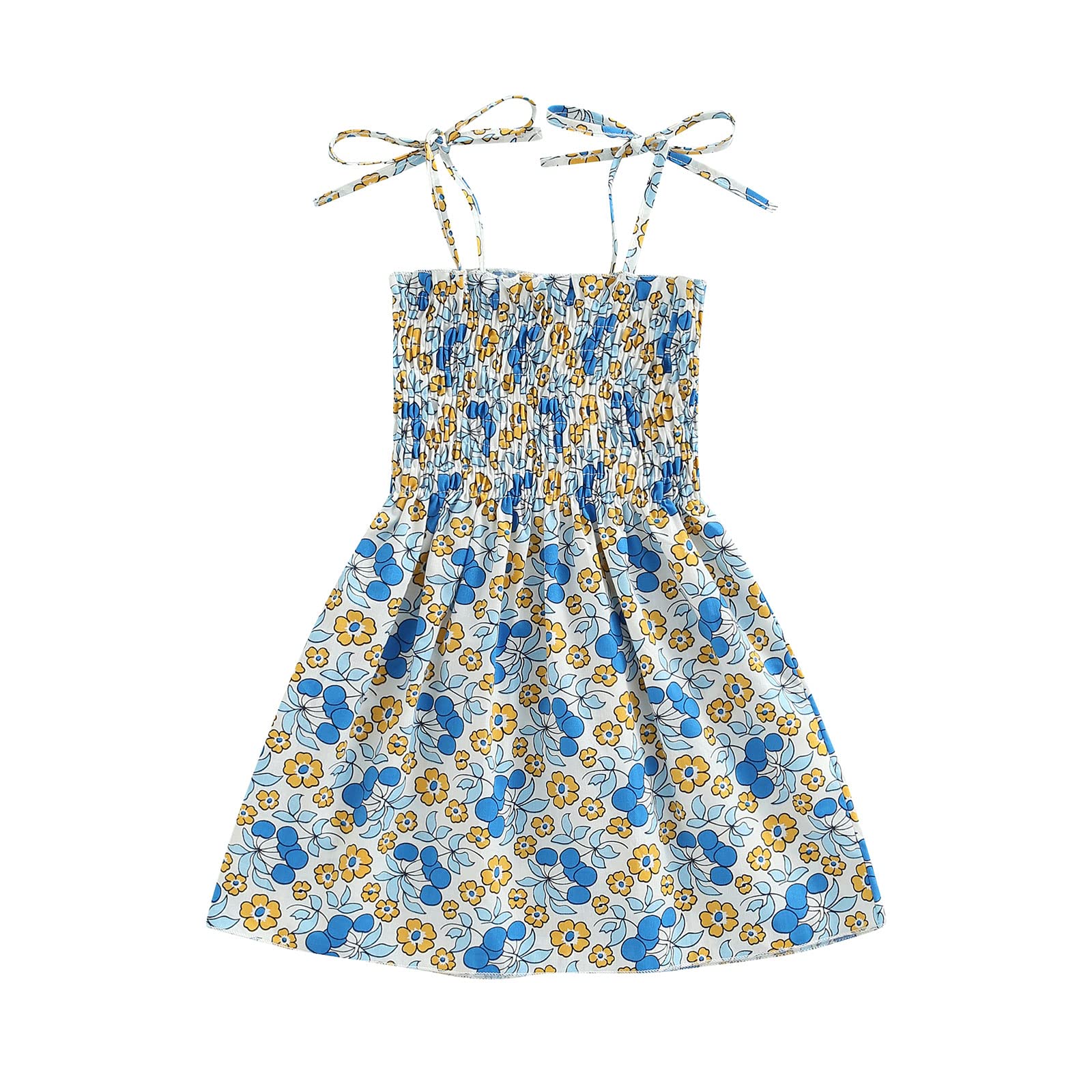 **Toddler Baby Girls Summer Dresses - Sleeveless Floral Sundress with Suspenders, Casual Backless Outfit for Playdates & Beach**