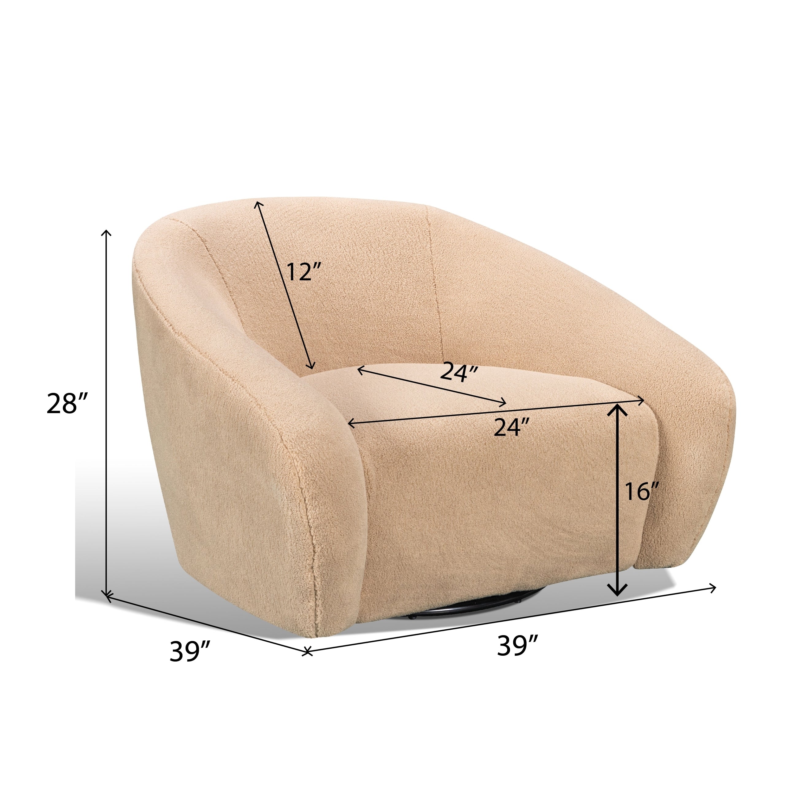 Roundhill Furniture Luzern Modern Boucle Upholstered Accent Chair - 360° Swivel Lounge Chair for Living Room, Bedroom & Office - Soft Fabric Contemporary Seating with Rotating Base