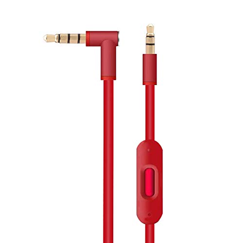 Premium Replacement Audio Cable with In-Line Mic & Remote Control for Beats by Dr Dre Solo/Studio/Pro/Detox/Wireless/Mixr/Executive/Pill Headphones - Red | Perfect for Gaming, Music & Hands-Free Calls