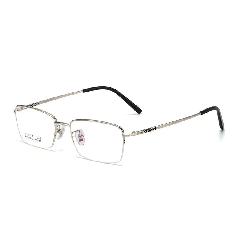 Brightzone Unisex Semi-Rimmed Oval Square Titanium Eyeglasses Frame 81200 - Lightweight & Durable for Work, Reading & Fashion