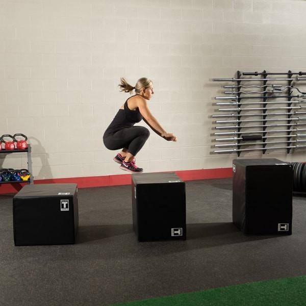 Body Solid BSTSPBOX 3-Way Soft Plyo Box - Adjustable Height Plyometric Jump Box for CrossFit, Home Gym & Functional Training
