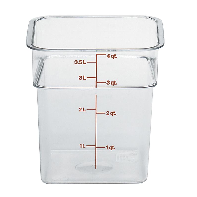 Cambro 4SFSCW135 4-Quart Clear Square Food Storage Container with Lid - Perfect for Meal Prep, Restaurant Use, and Home Kitchen Organization