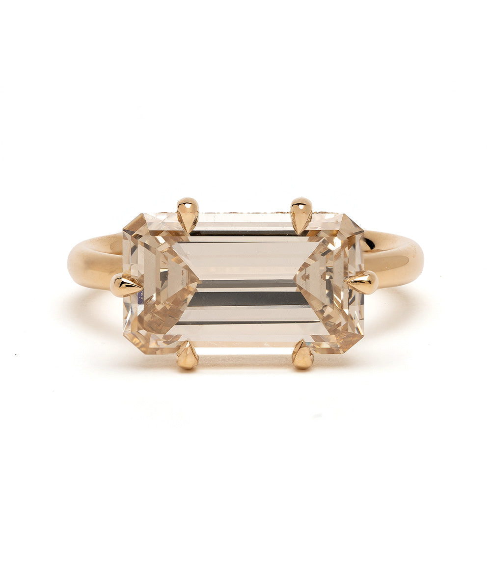 Billie Ew Emerald Cut Champagne Engagement Ring - 14K Gold Vintage Style Wedding Band for Women, Perfect for Proposals, Anniversaries & Bridal Jewelry Gifts
