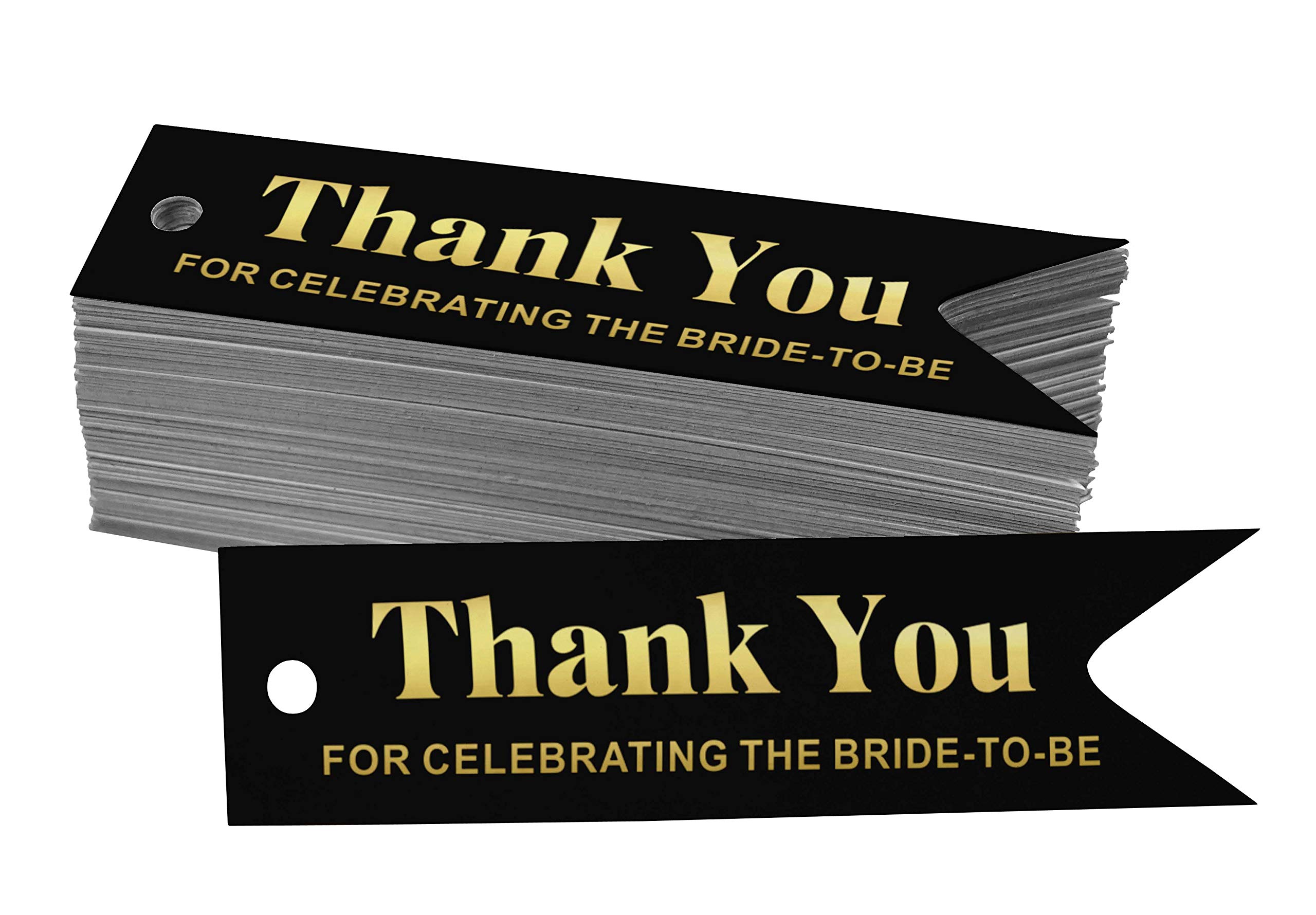 100 Pack Bridal Shower Thank You Tags - Gold Foil Wedding Favor Hang Tags for Bride-to-Be Celebrations | Perfect for DIY Wedding Decor, Bridal Party Favors & Gift Card Tags