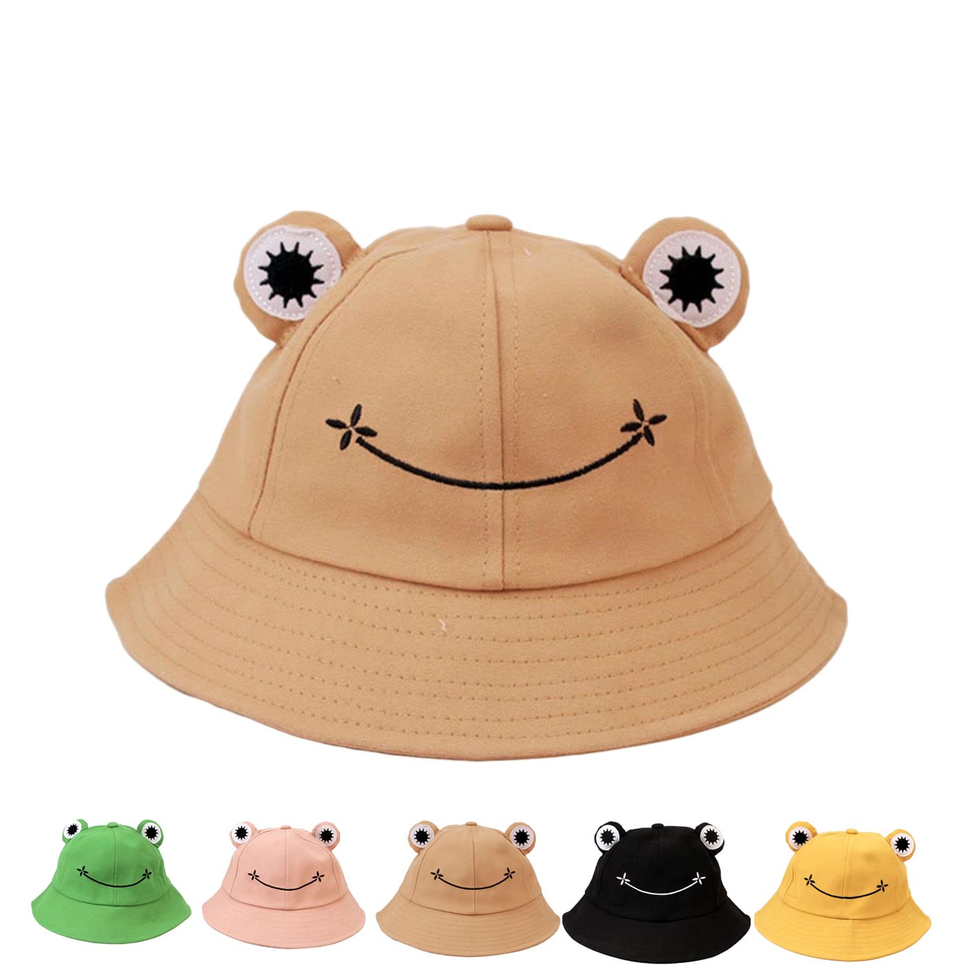 LELEBEAR Cute Frog Bucket Hat for Adults & Teens - Cotton Funny Fisherman Hat for Men & Women | Summer Outdoor Beach Party Festival Accessory