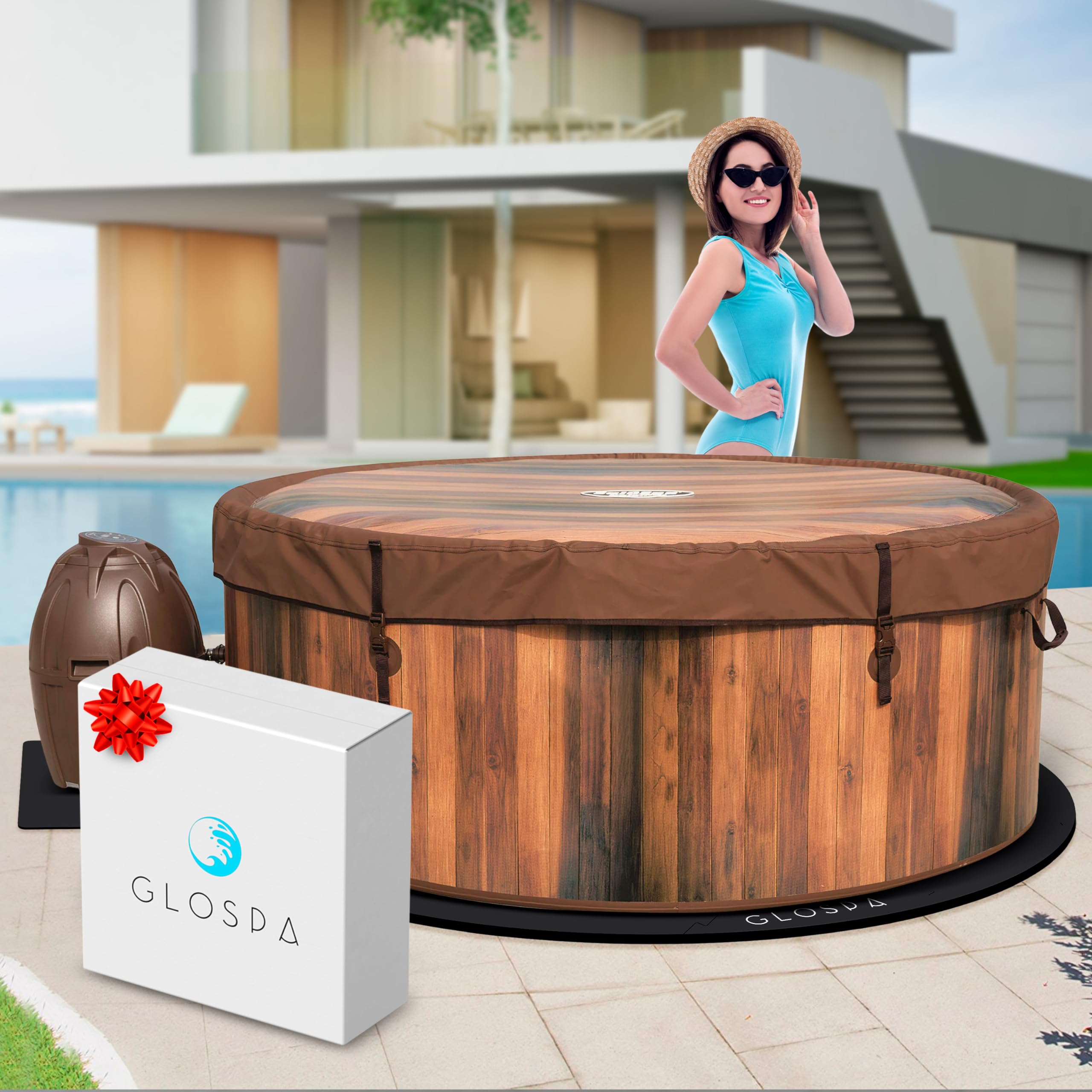 **77'' Hot Tub Mat for Inflatable Tub - 0.5in Thickened EVA Foam Padding - Outdoor Pool & Hot Tub Base Mat for Under Floor Protection & Heat Insulation - Perfect for Backyard, Patio, and Deck Use**