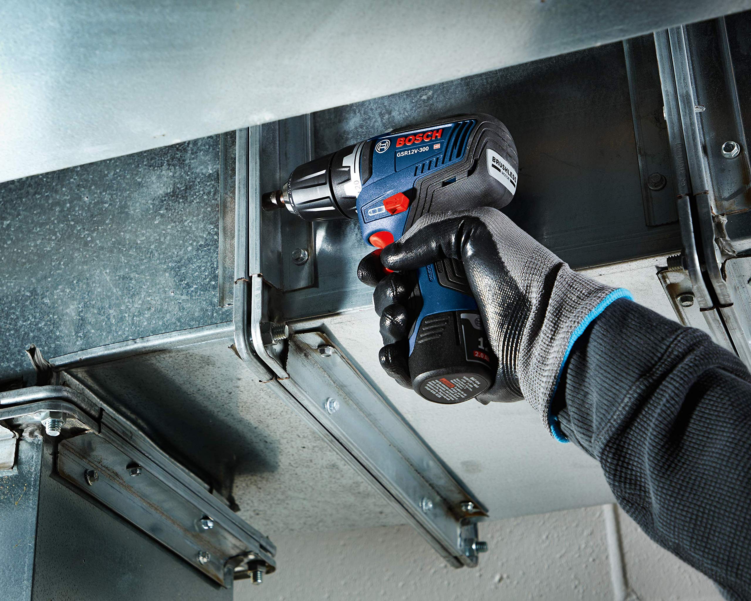 BOSCH GSR12V-300B22 12V Max EC Brushless 3/8 Inch Cordless Drill Driver Kit with 2 Batteries - Perfect for DIY Projects, Home Repairs, and Professional Construction Work
