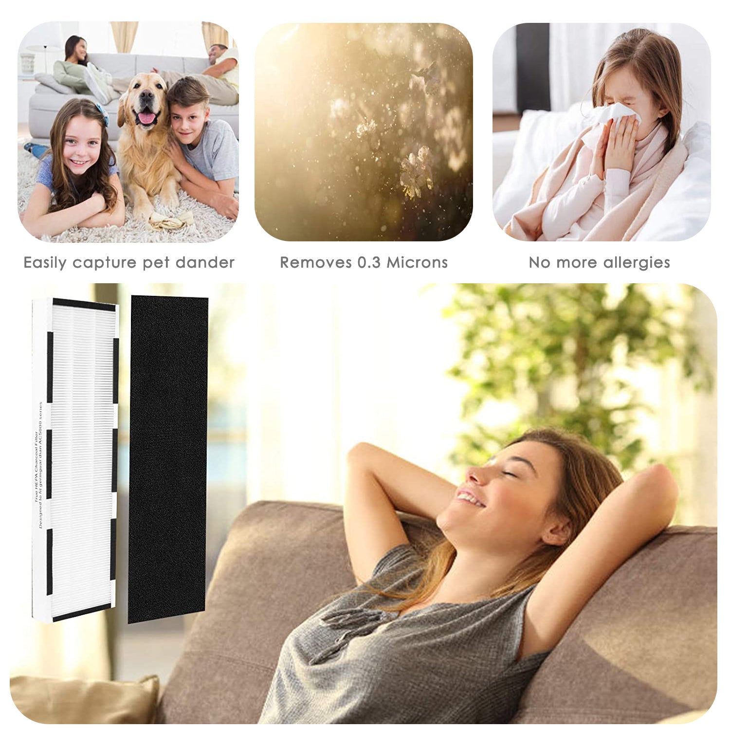 Germ Guardian AC5000 AC5000e AC5250pt AC5350w Replacement Air Purifier Filter - Compatible with Germ Guardian Air Purifiers - Perfect for Home, Office, and Bedroom Air Purification