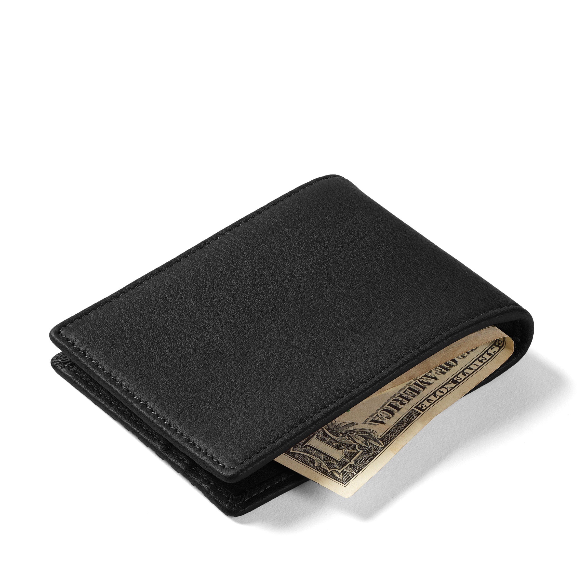 Men's Black Onyx Bifold Wallet with Money Clip - Slim RFID Blocking Leather Wallet for Everyday Carry & Travel