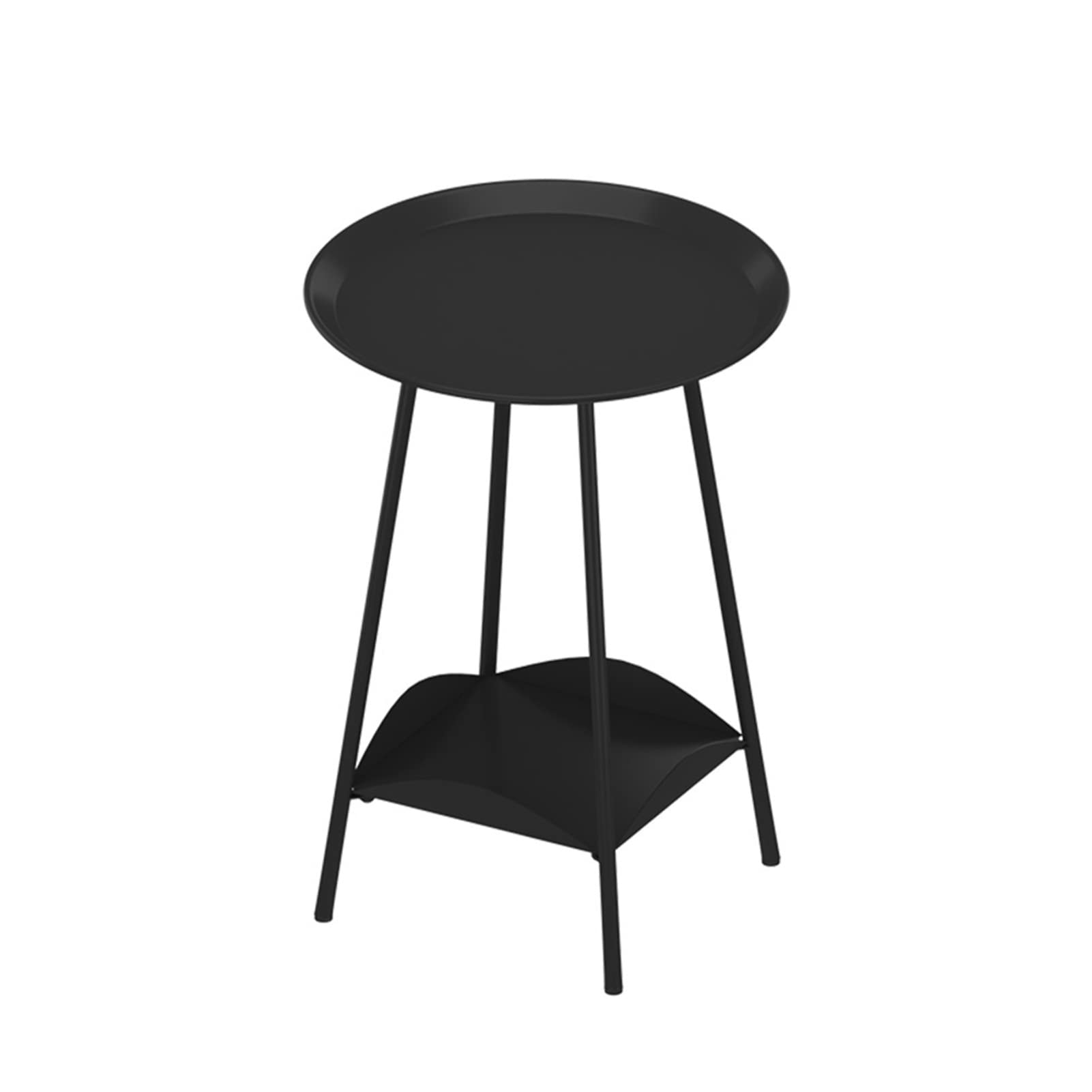 JIANFEI Rocking Chair Round Metal End Side Table - 2-Tier Snack Coffee Table for Small Spaces, Bedroom, Living Room - No Assembly Required (Black, 16.5x16.5x22 Inches) - Perfect for Relaxing, Reading, or Enjoying Coffee in Compact Areas