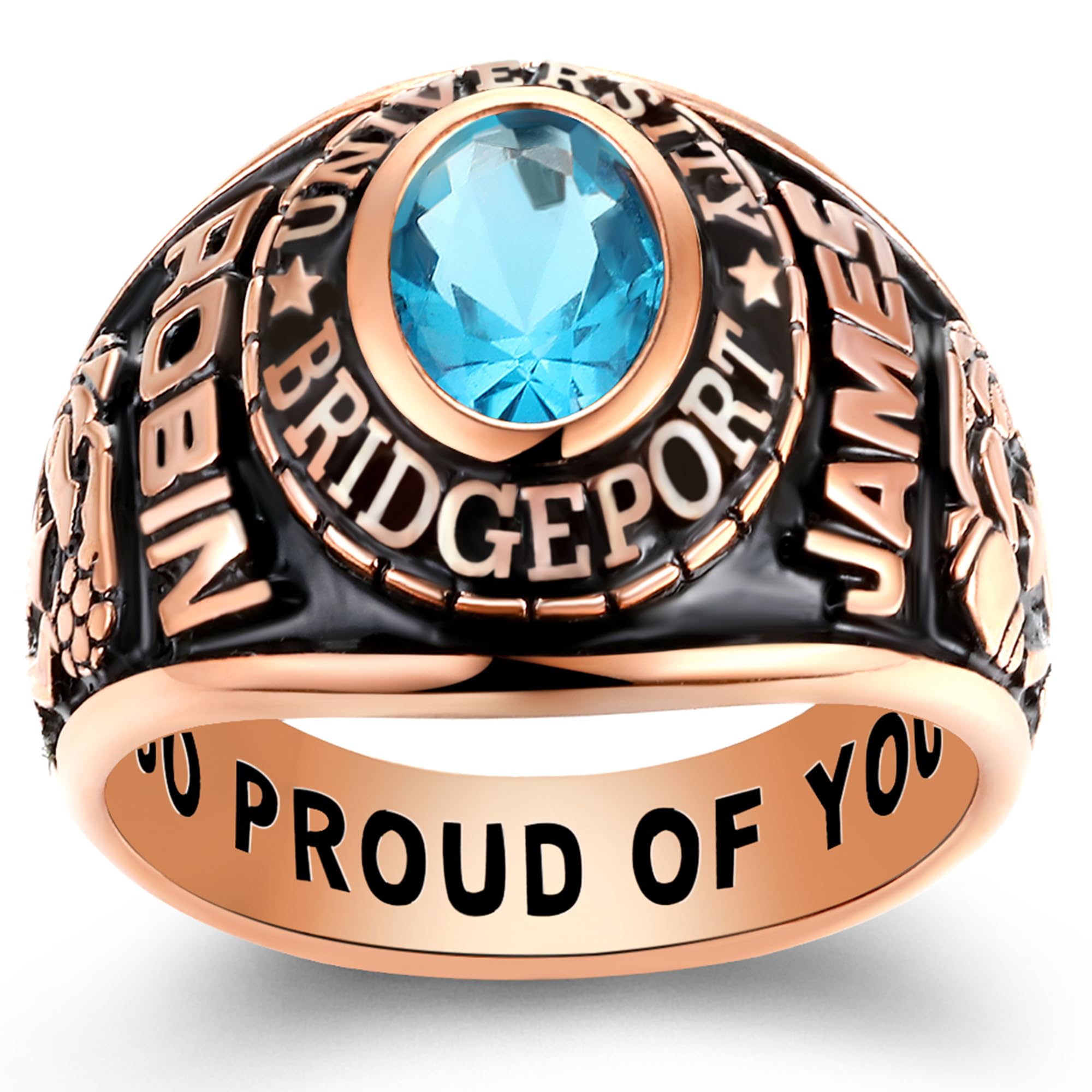 Custom Personalized Class Rings for Men & Women - 10KT Gold, Sterling Silver, Birthstone Options - High School Graduation Rings Size 5-15 - Perfect for Commencement, Alumni Gifts & School Spirit