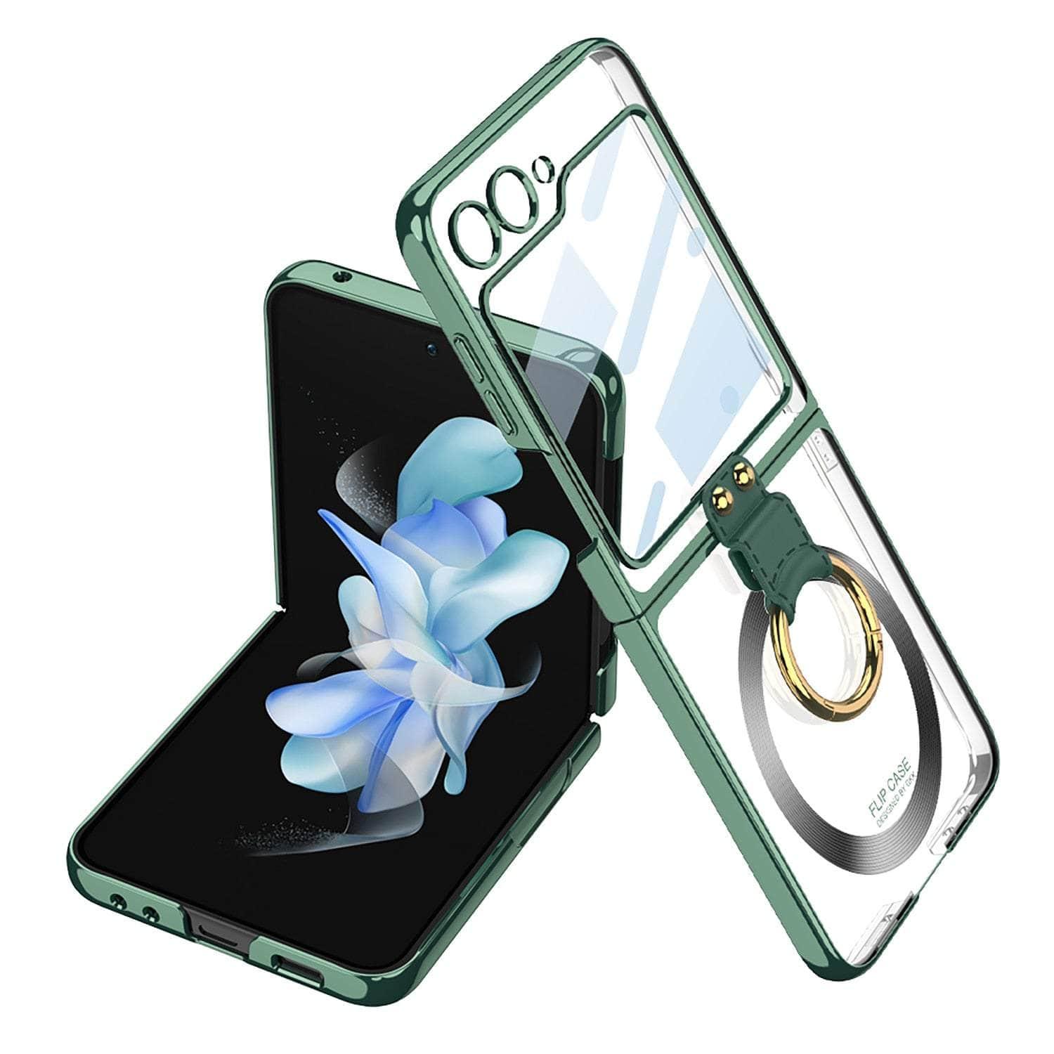Samsung Galaxy Z Flip 5 Clear Ring Stand Case with 360° Rotation - Perfect for Hands-Free Viewing, Video Calls & Selfies