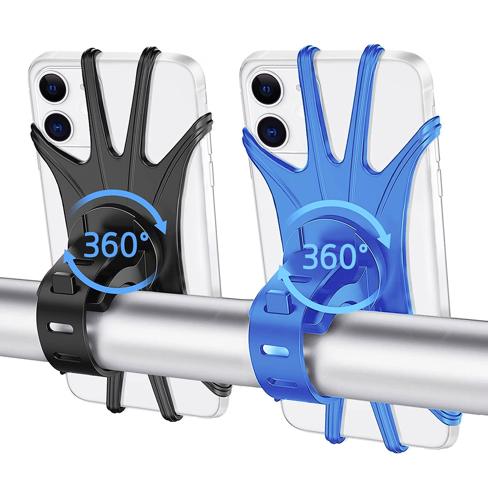 Ellis Kas 2 Pack Universal Motorcycle Phone Mount - 360° Adjustable Bike Phone Holder for iPhone 7/8/X/11/12/Pro/Plus, Samsung Galaxy, Google Pixel, Nubia, LG - Perfect for Cycling, Commuting & Outdoor Adventures