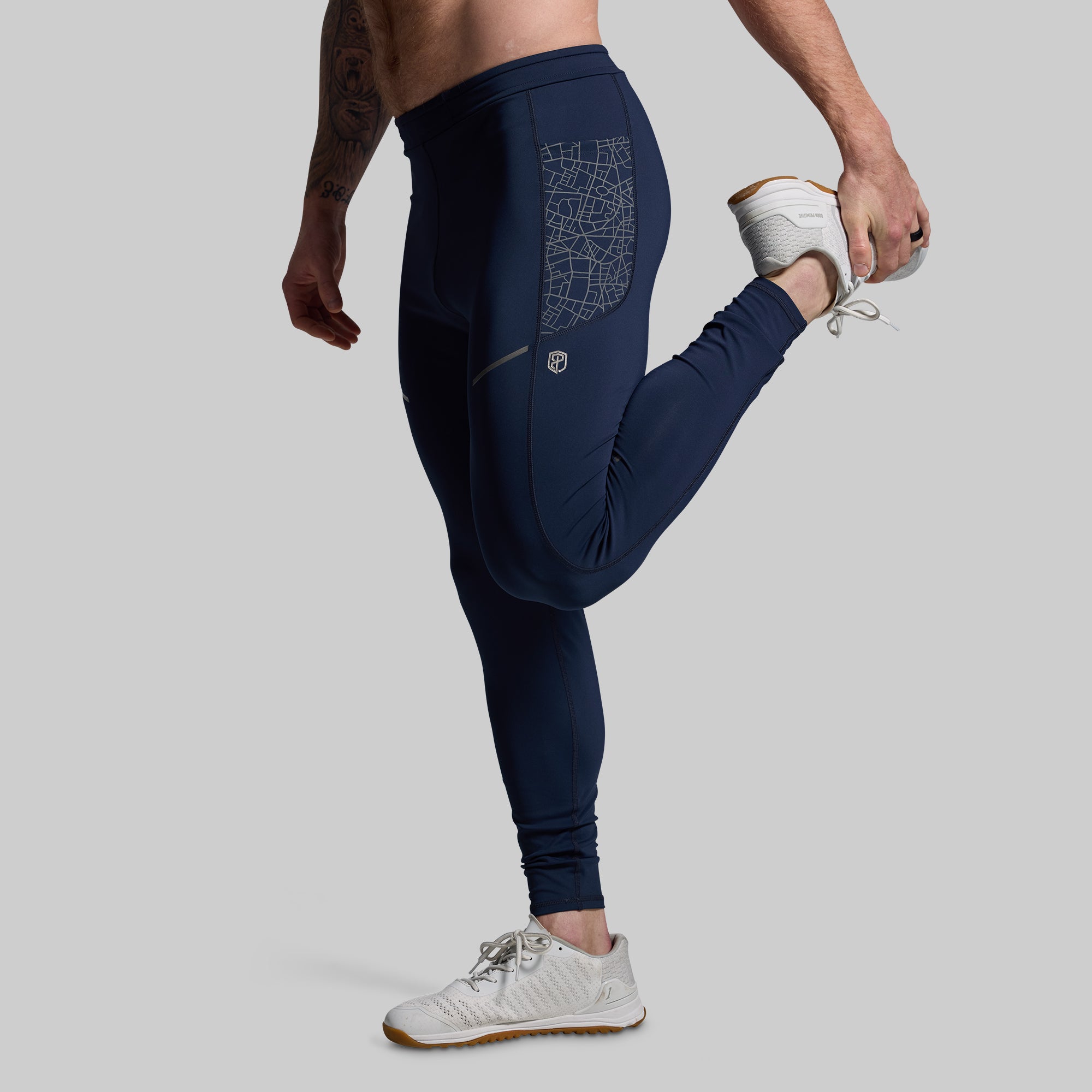 Men's Running Tights - Breathable Compression Pants for Jogging & Workouts (BP Navy) | Ideal for Marathon Training, Gym & Outdoor Activities
