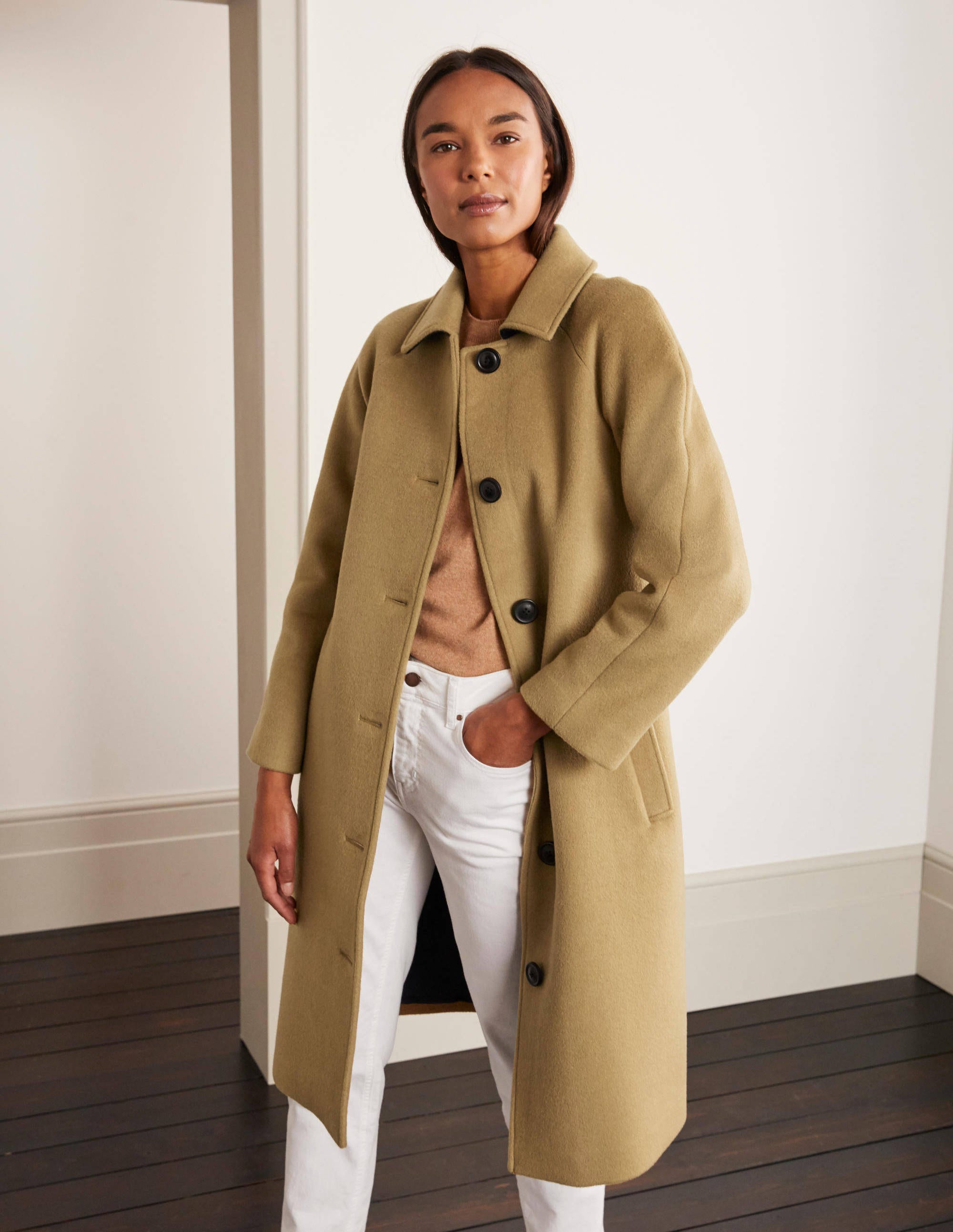 Billington Women's Classic Camel Wool Coat - Warm Winter Overcoat for Office, Travel & Formal Occasions