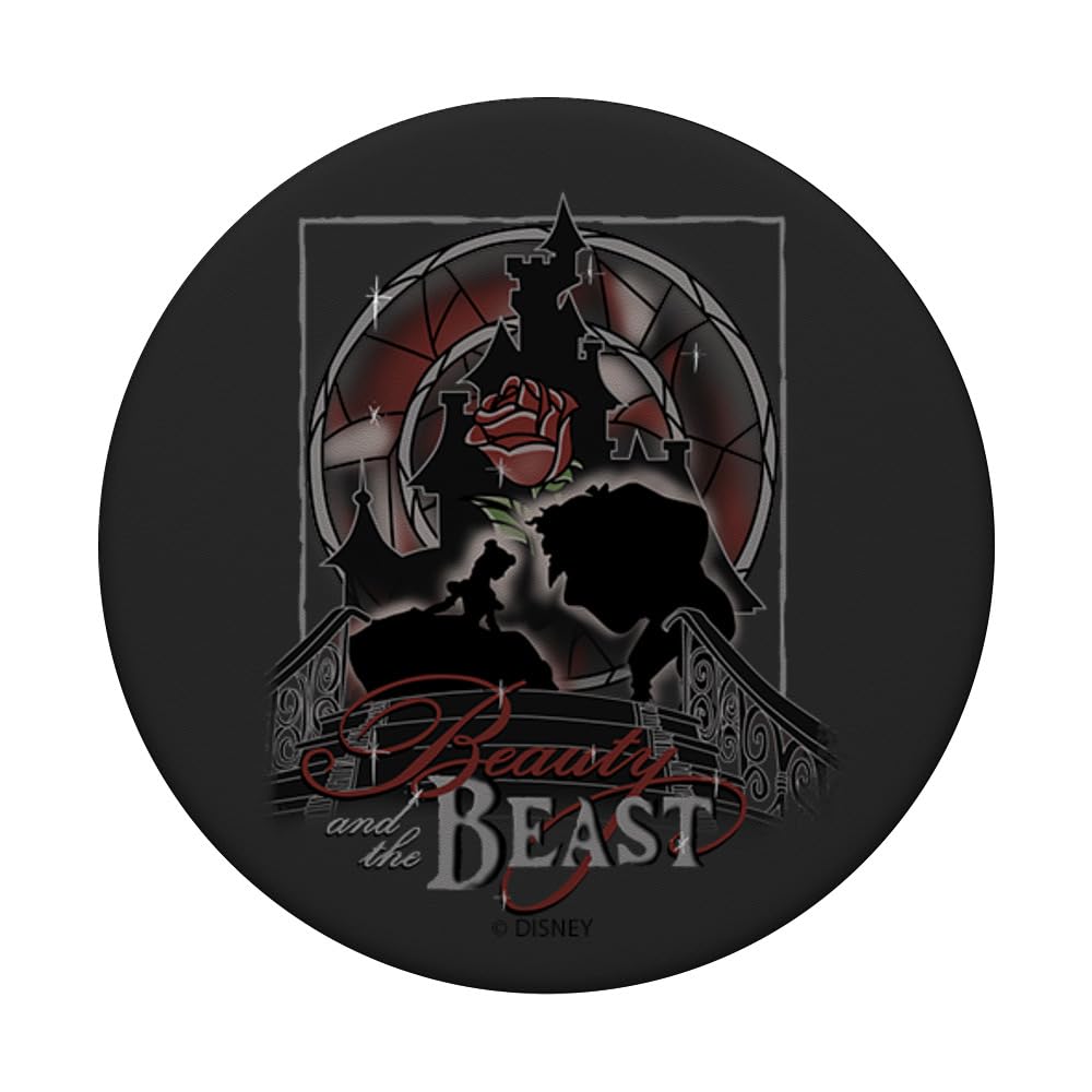Disney Beauty and The Beast Stained Glass Silhouette PopGrip - Swappable Phone Grip & Stand for iPhone, Samsung & Smartphones | Perfect for Fans, Gifts & Everyday Use