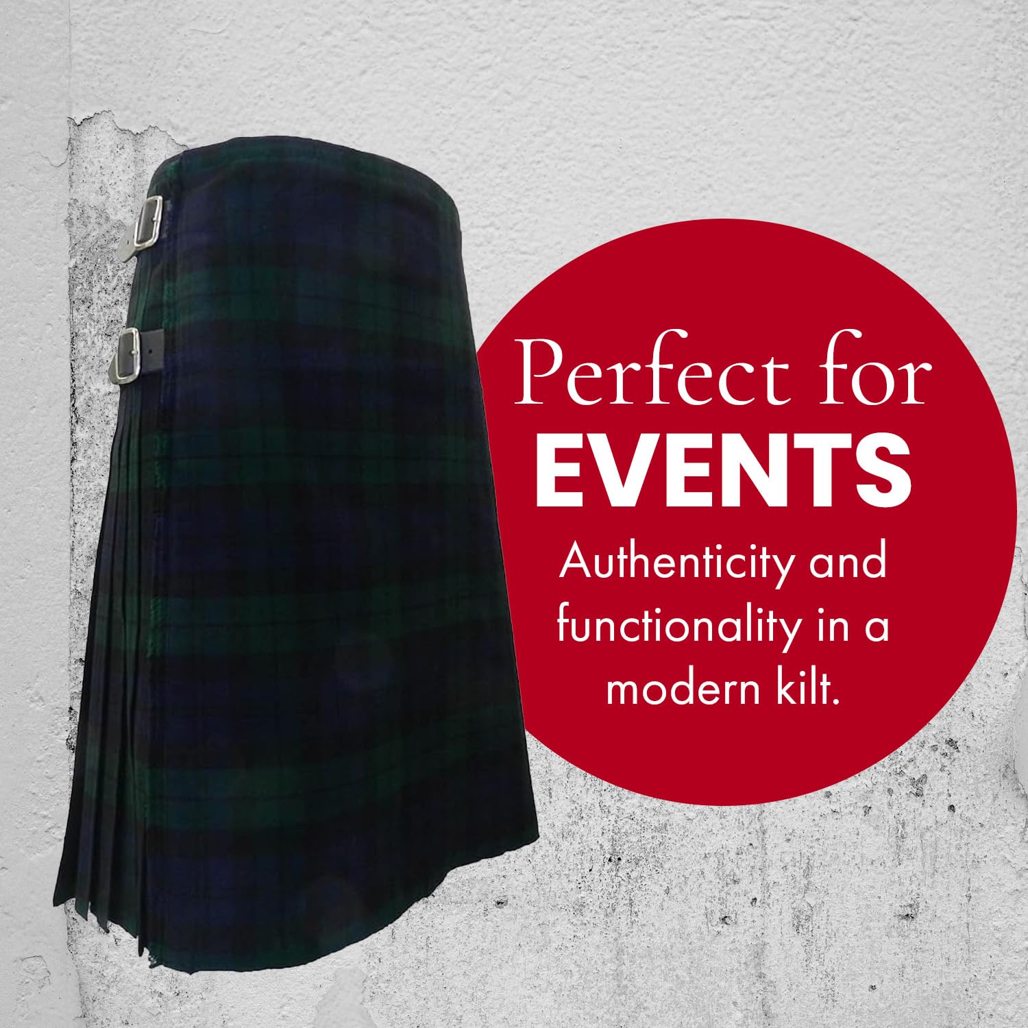 Premium 16 oz Wool Scottish Kilt for Men - Traditional Tartan Kilt with 3 Buckle Straps & Double Fringed Apron - Perfect for Highland Games, Weddings & Celtic Events