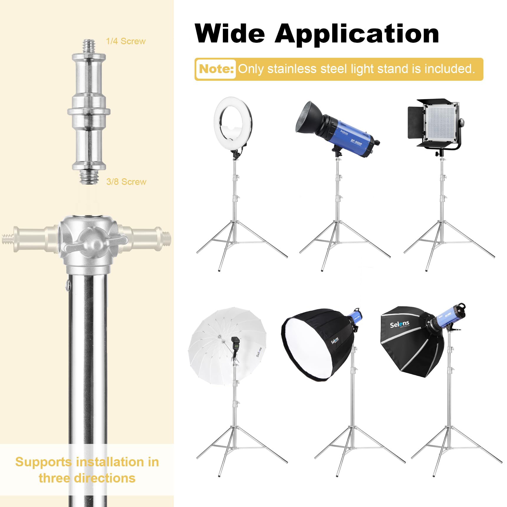 Heavy Duty 9.18ft/2.8m Stainless Steel Light Stand for Photography - Professional Studio Light Stand for Head Light, Strobe Light, Softbox, Perfect for Portrait, Product, and Event Photography