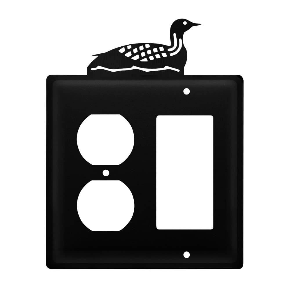 Rustic Wrought Iron Loon GFCI Outlet Cover - Decorative Electrical Plate for Cabin, Lodge & Lake House Decor