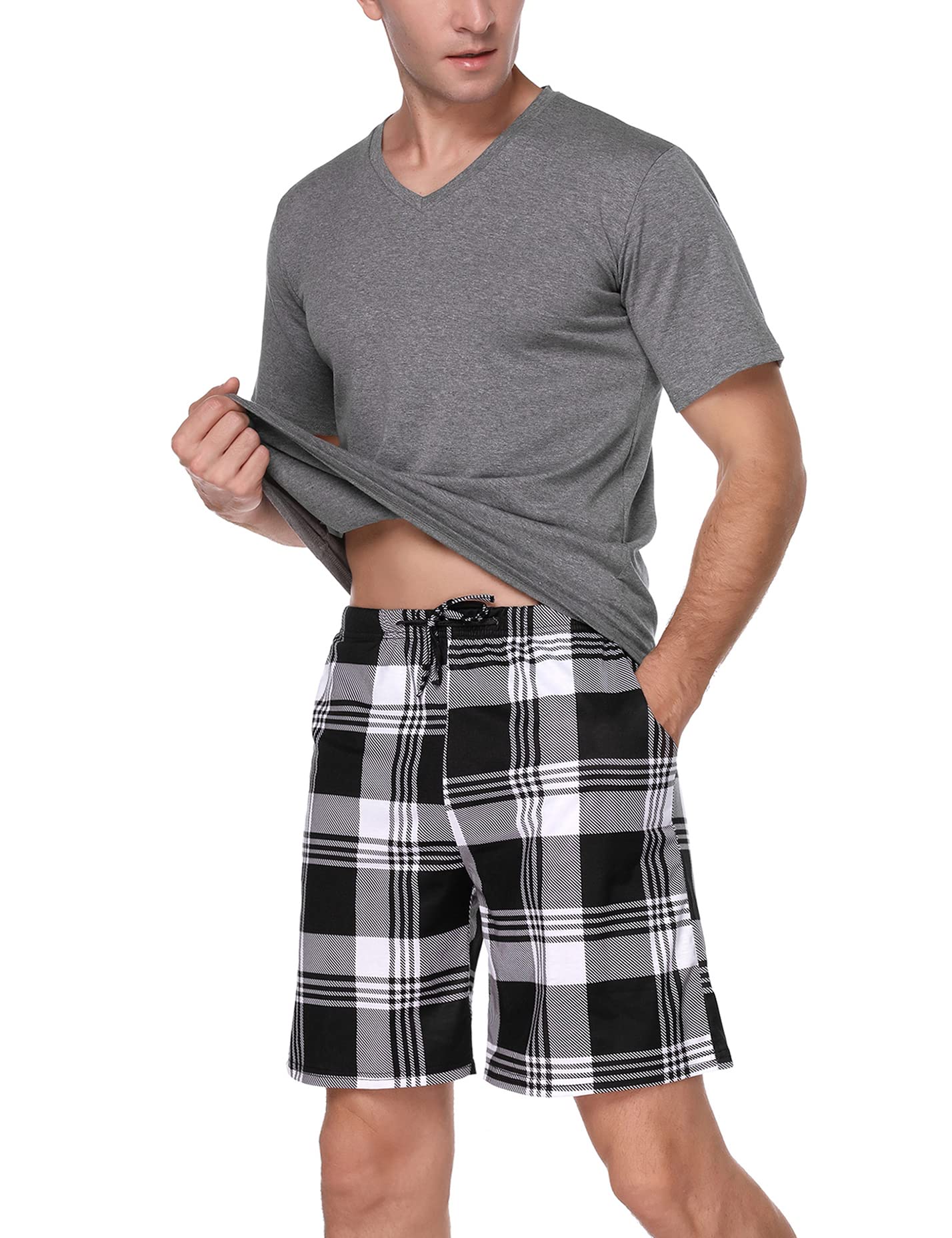 Men's Cotton Pajama Set - Soft V-Neck Sleepwear with Pockets for Lounge & Relaxation - Perfect for Nighttime Comfort, Home Wear and Gift Giving