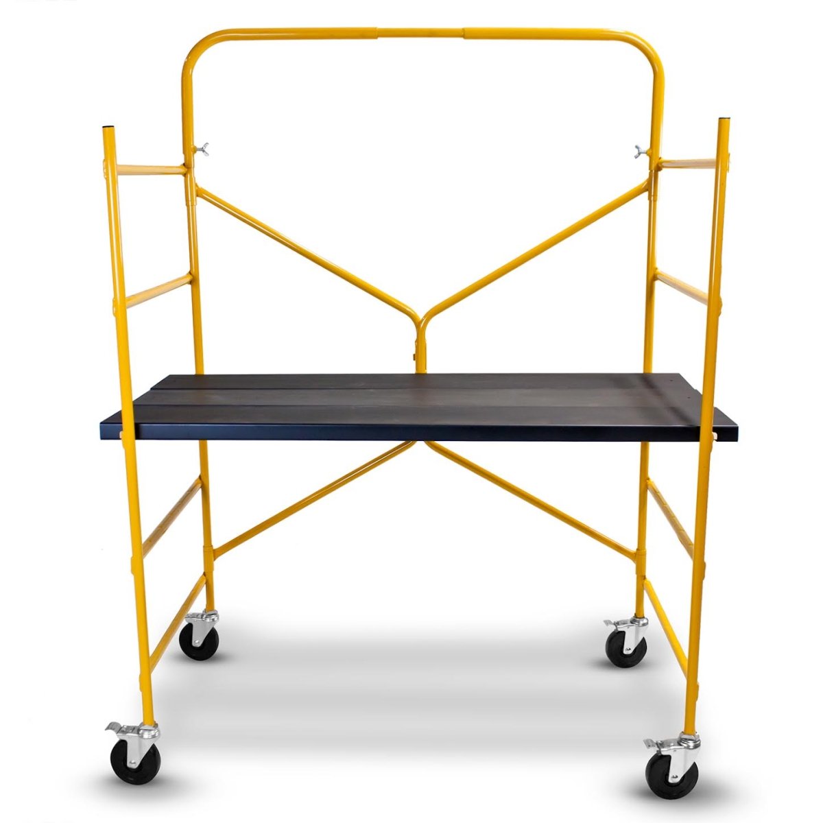 Complete XW 5 ft. Mobile Workstand - Adjustable Rolling Ladder for Home & Workshop Use - Perfect for Painting, Shelving, and DIY Projects