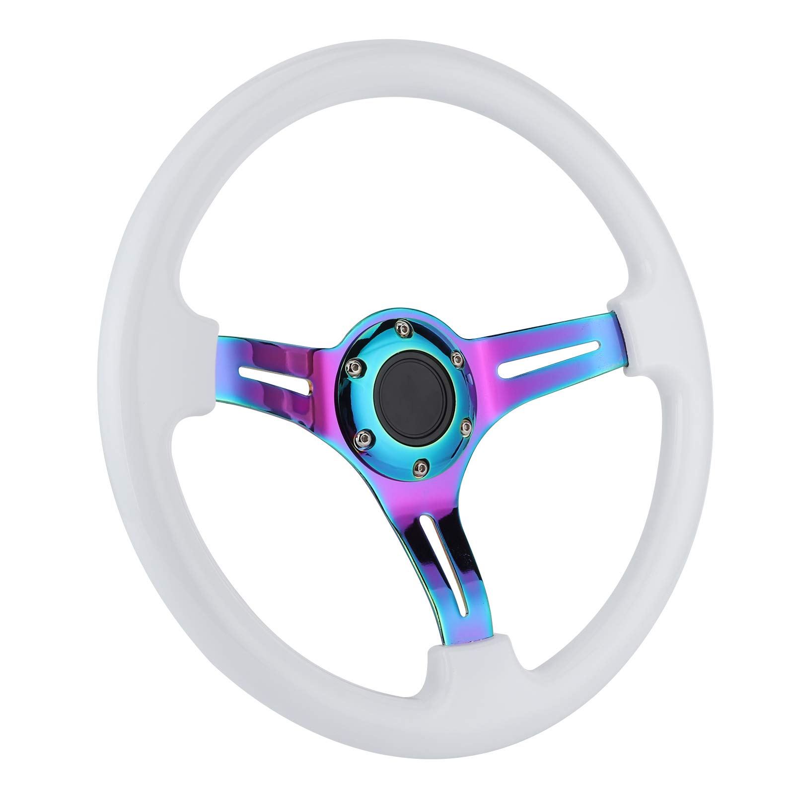 Yctze 14-inch 6-Hole Racing Steering Wheel - Colorful Spoke ABS Drifting Wheel - Universal Replacement Car Accessory for Quick Release - Perfect for Street Racing, Drifting & Car Modification