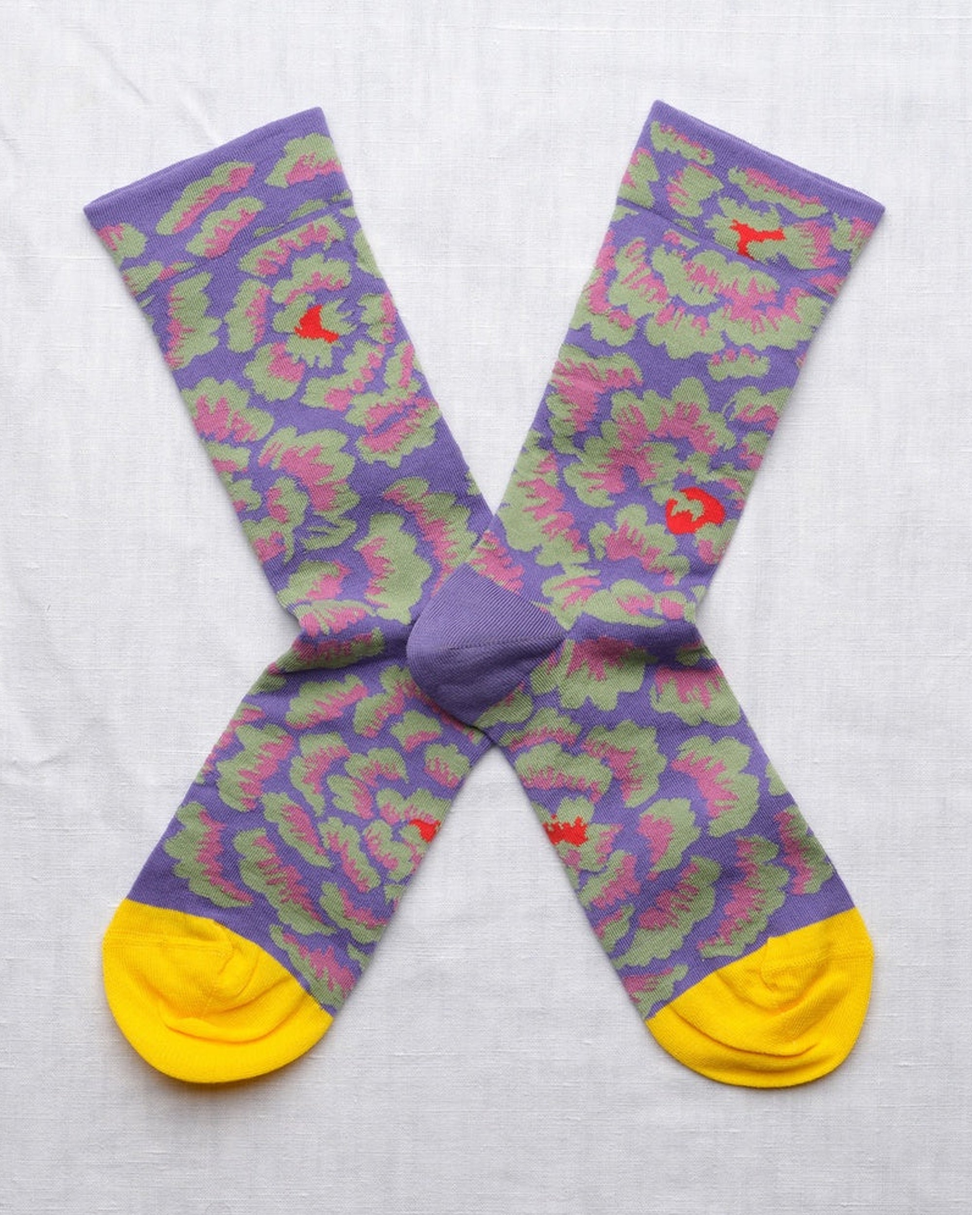 Bonne Maison Peony Iris Floral Print Socks - Women's Fashion Crew Socks for Casual Wear, Gifts, and Everyday Comfort