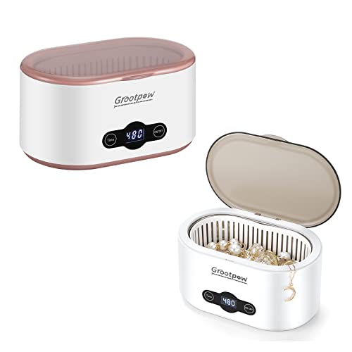 Professional 22 Oz Ultrasonic Jewelry Cleaner with 45000Hz Frequency - Digital Timer & Detachable Cord - Stainless Steel Tank - Perfect for Rings, Necklaces, Watches & Eyeglasses - Home & Jewelry Store Cleaning Solution (Black/Pink)