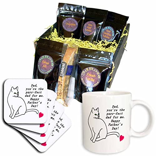3dRose Cat Dad Drawing - 'You're the Purr-fect Dad' Coffee Mug Gift Basket - Perfect for Father's Day, Birthday & Christmas Gifts - Ideal for Cat Lovers & Coffee Enthusiasts