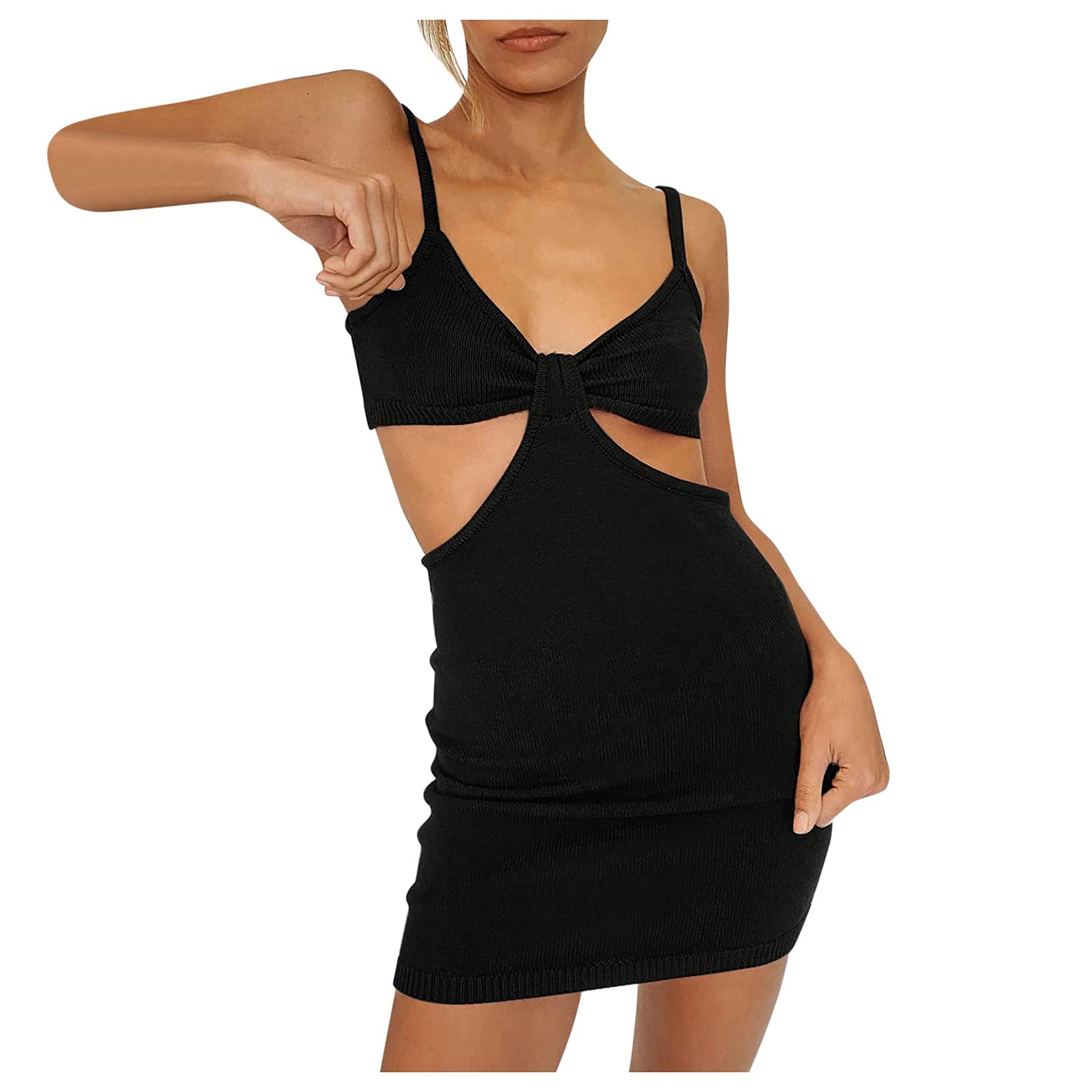 Jumaocio Women's Summer Beach Sundress - Sexy Strappy Backless Mini Dress with Hollow Out Design for Vacation, Pool Party & Casual Outings