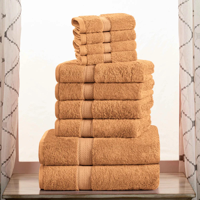 Premium Egyptian Cotton 10-Piece Towel Set - Ultra Soft, Heavyweight & Plush for Bath, Spa & Luxury Home Use
