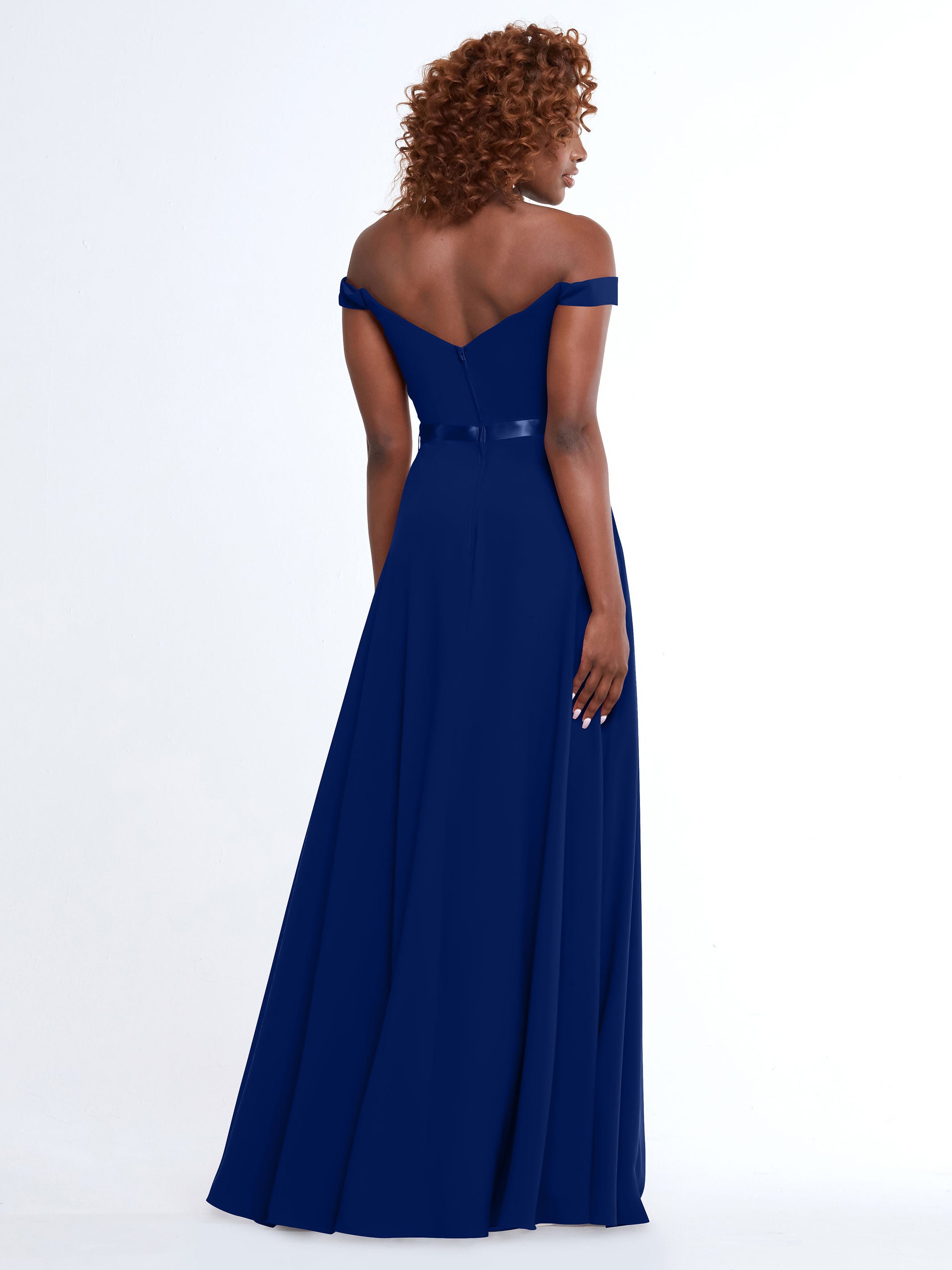 Elegant Off-The-Shoulder A-Line Chiffon Bridesmaid Dress with Sash - Size 80100 | Perfect for Weddings, Formal Events & Special Occasions