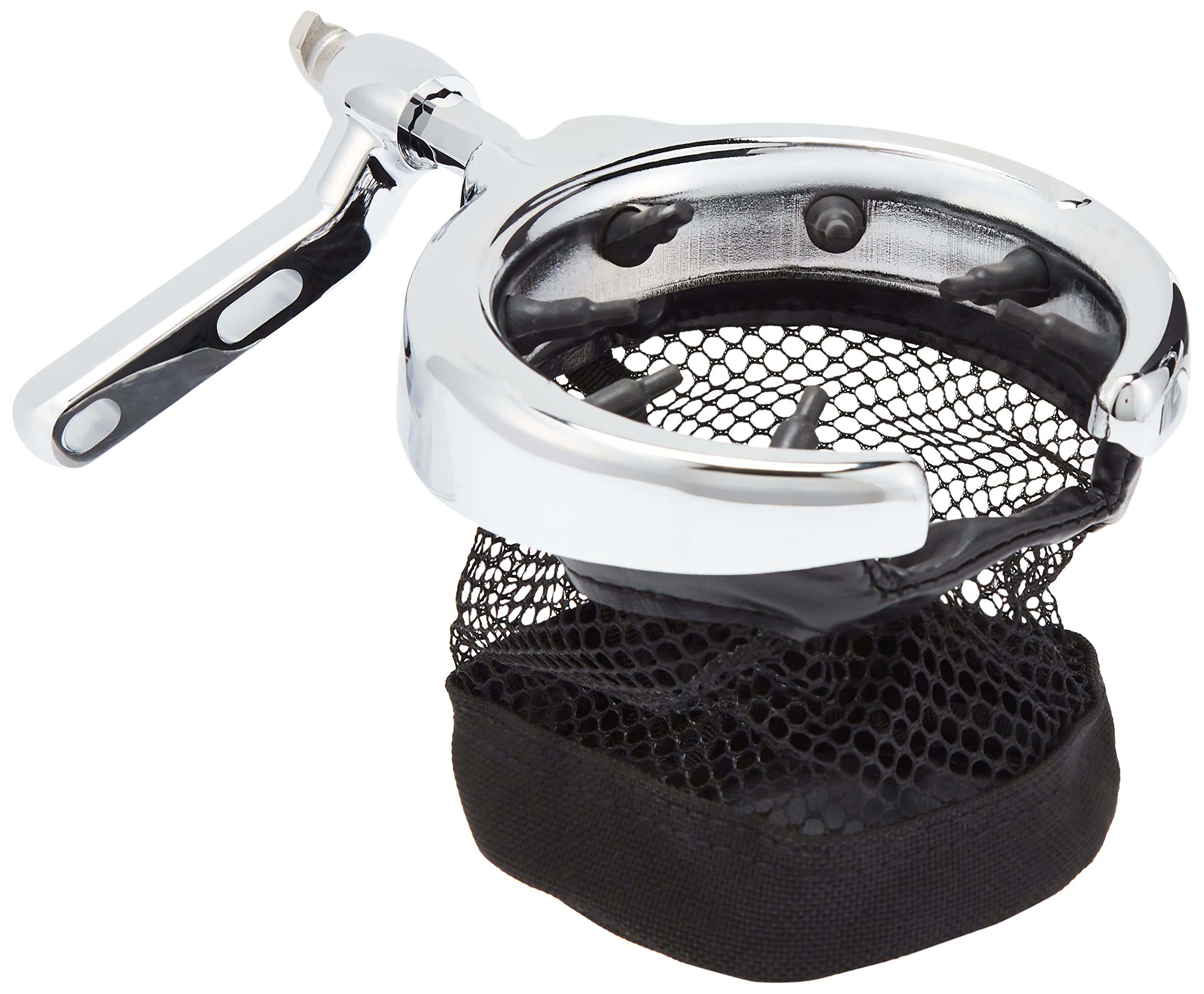 Kuryakyn 1462 Universal Motorcycle Cup Holder with Mesh Basket - Chrome Handlebar Accessory for Clutch/Brake Perch Mount | Perfect for Harley, Cruiser & Touring Bikes - Keep Drinks Secure While Riding