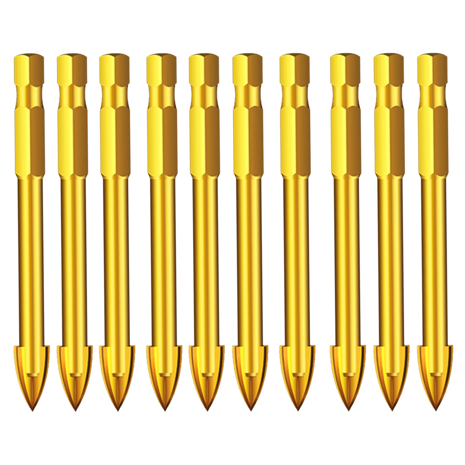 10Pcs Carbide Tungsten Tile Drill Bit Set - Cross Spear Head for Glass, Ceramic, Porcelain - 4mm Diameter - Perfect for DIY Home Projects, Bathroom Renovations & Crafting