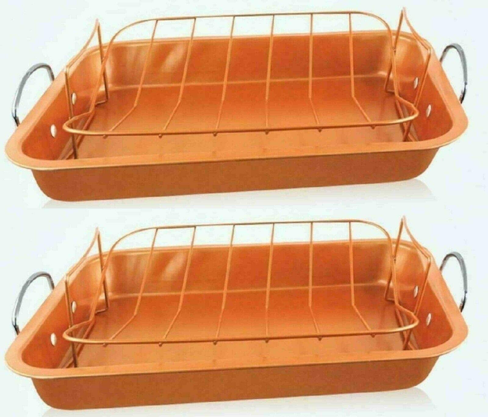 Europder 2-Piece Deep Lasagna Pan Set - Nonstick Oven Safe Baking Dish & Roasting Pan for Lasagna, Casseroles, and More - Perfect for Family Dinners, Holiday Cooking, and Meal Prep