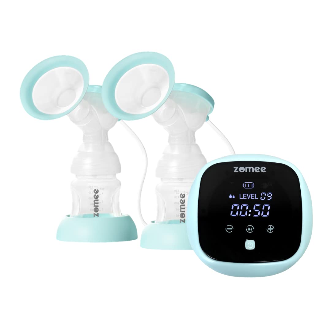Zomee Z1 Double Electric Breast Pump - Hospital Grade Wearable Breast Pump with 9 Suction Levels, LCD Screen & Massage Mode for Milk Flow Stimulation | Perfect for Working Moms, Travel & Hands-Free Pumping at Home