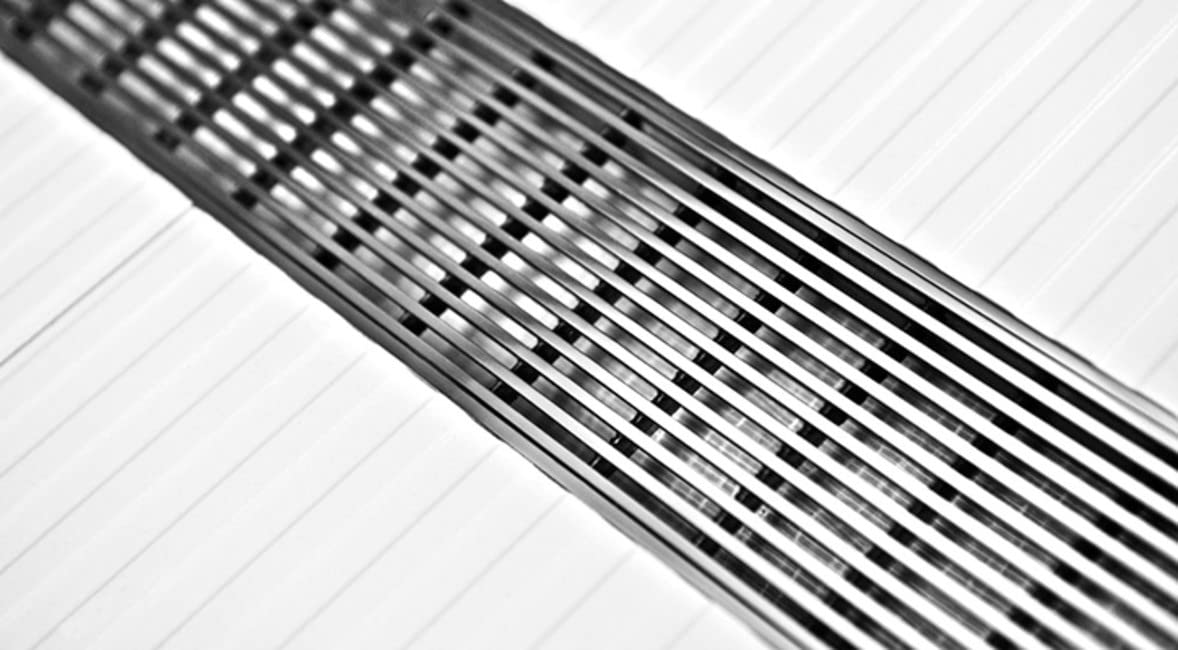 Infinity Drain FXAS 6532 BK - Premium Stainless Steel Shower Drain with Square Grate - Bathroom Drainage System for Modern Showers and Wet Rooms