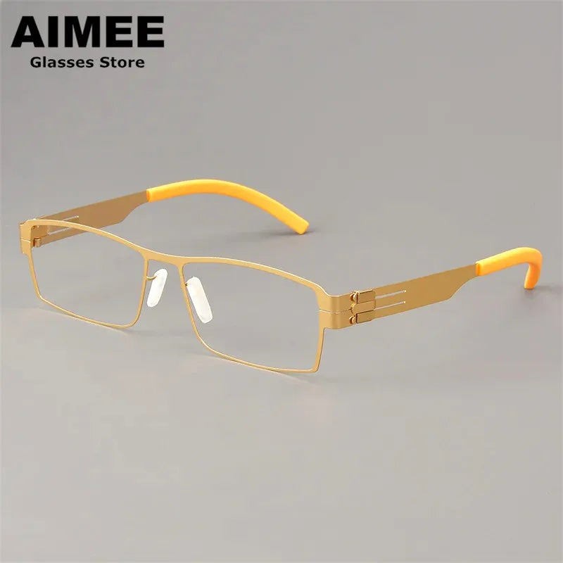 Aimee Unisex Full Rim Square Screwless Steel Eyeglasses Frame 1180 - Lightweight Durable Glasses for Men & Women - Perfect for Reading, Work, and Everyday Use