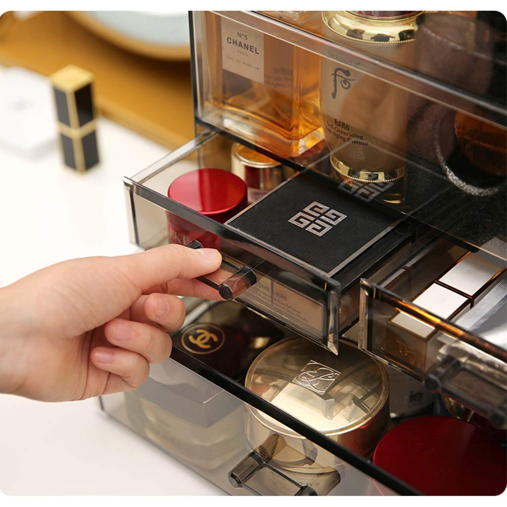 Clear Acrylic Makeup Organizer with Drawers - Dustproof Cosmetic Storage Box for Vanity & Bathroom Counter | Perfect for Skincare, Makeup Brushes & Beauty Products Organization
