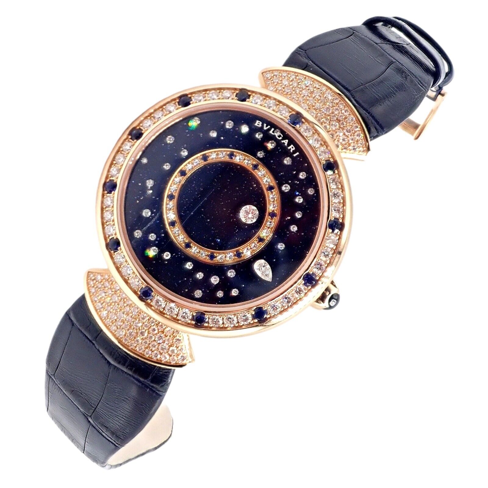 Bulgari 18k Rose Gold Diamond Sapphire Divas Dream Automatic Roman Night Watch - Luxury Women's Timepiece for Gala Events & Evening Occasions