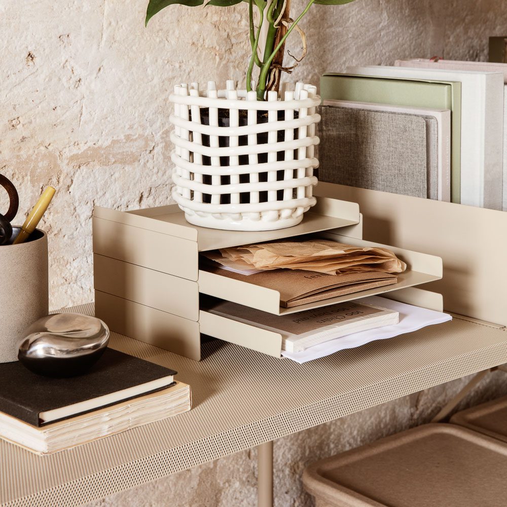 FERM LIVING 2x2 Desk Organizer in Cashmere - Stylish Office Storage for Pens, Papers & Supplies - Perfect for Home & Workspace Organization