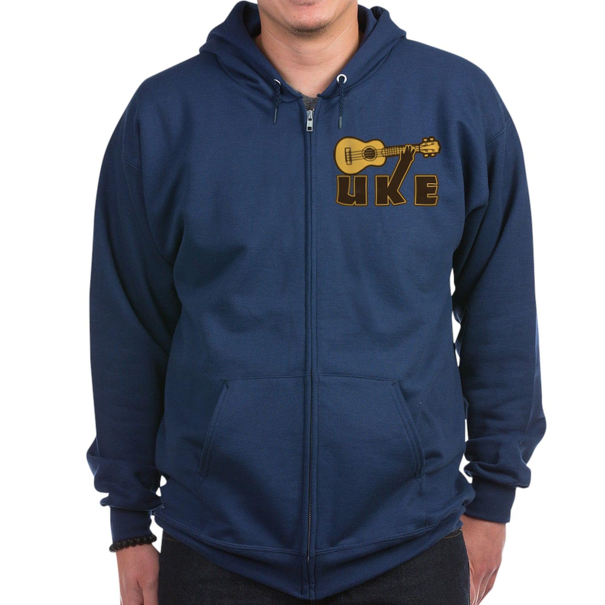 Men's Dark Zip-Up Hooded Sweatshirt | Uke Zip Hoodie by CafePress | Perfect for Casual Wear, Music Lovers & Outdoor Activities