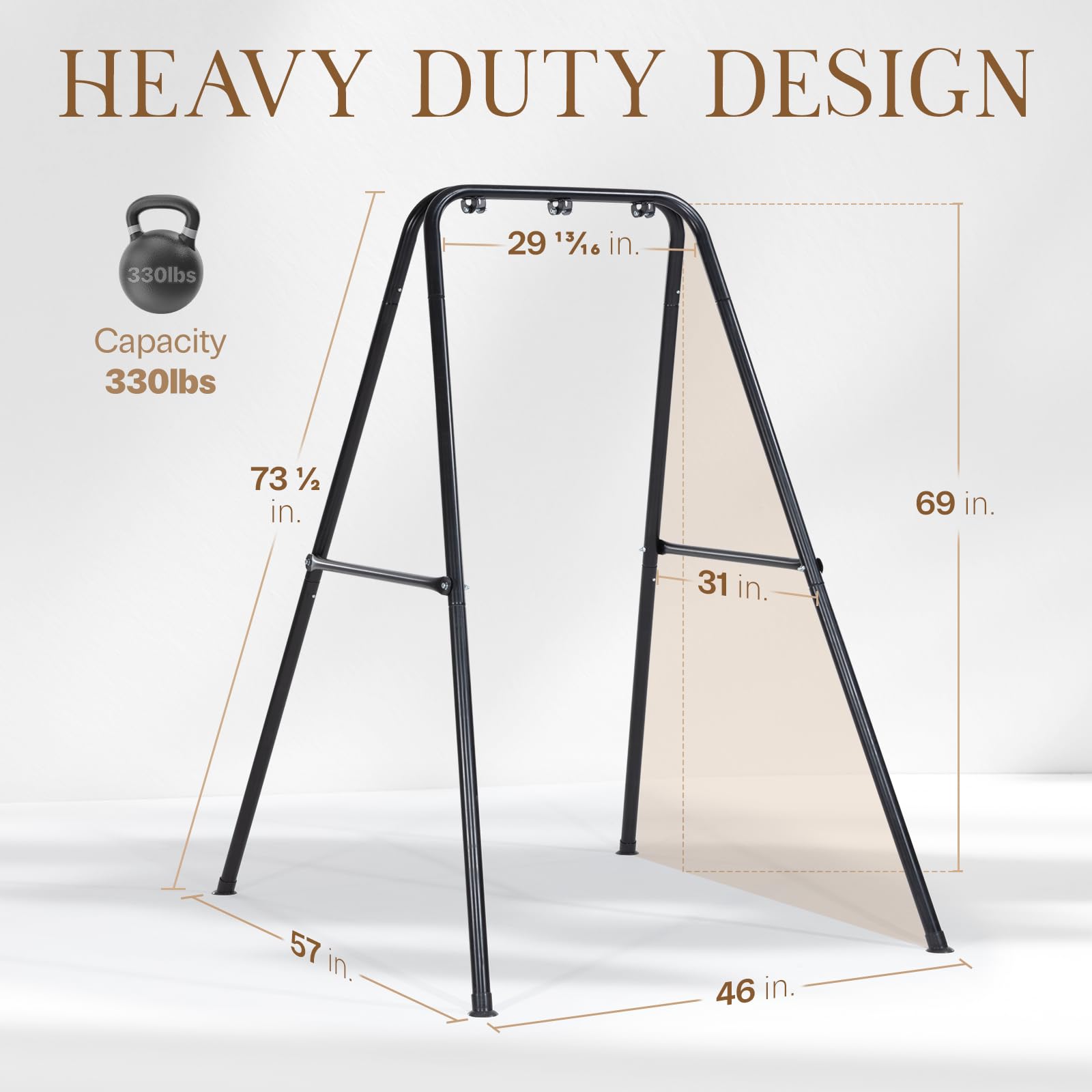 Idzo A-Shaped Hammock Chair Stand - Heavy Duty Metal Swing Stand for Indoor & Outdoor Use (Hammock Chair Not Included) - Perfect for Patio, Garden, Balcony & Backyard Relaxation