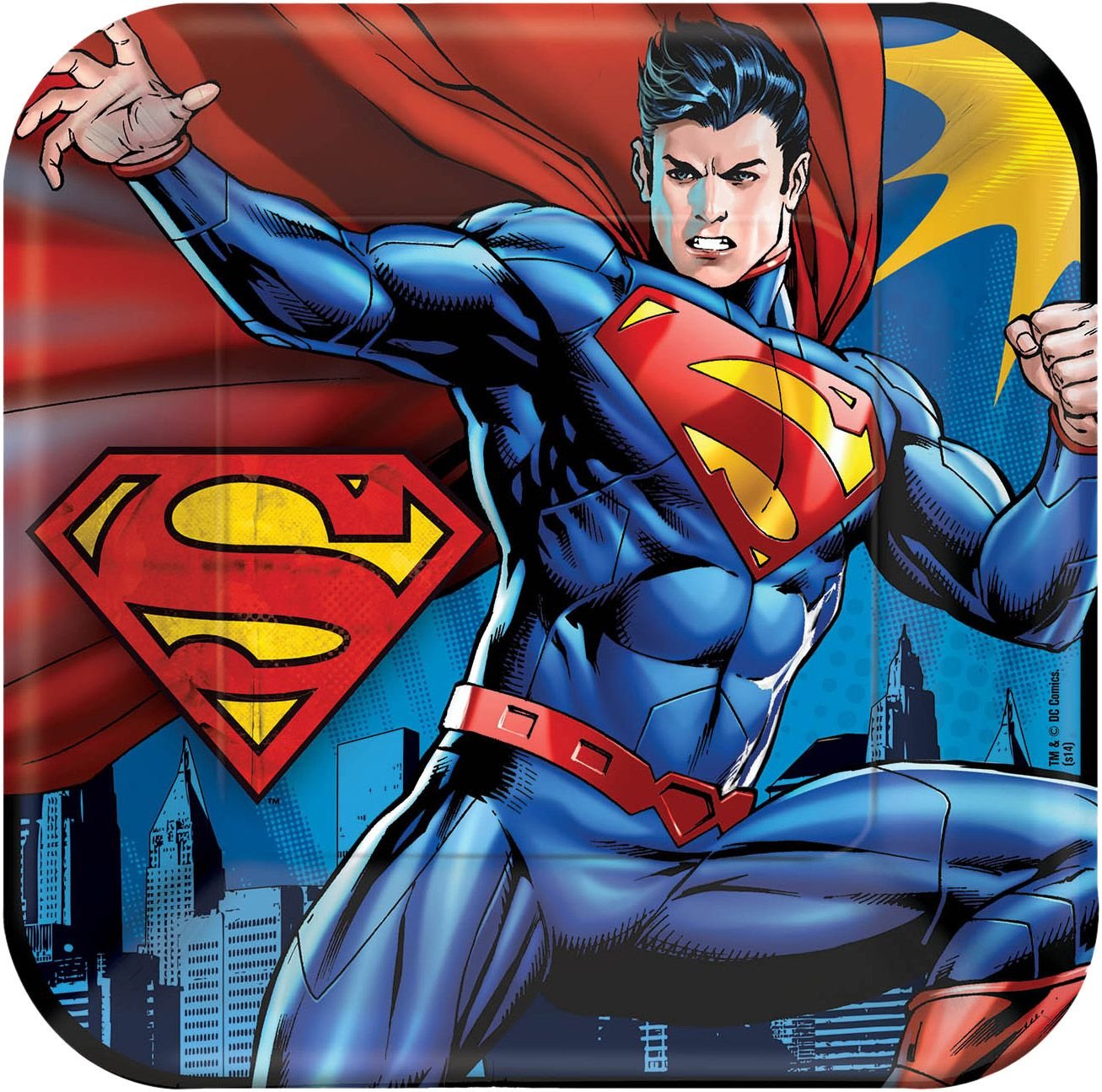 Superman 9-Inch Dinner Plates (8-Pack) - Premium Melamine Plates for Kids Birthday Parties, Superhero Themed Events & Everyday Use