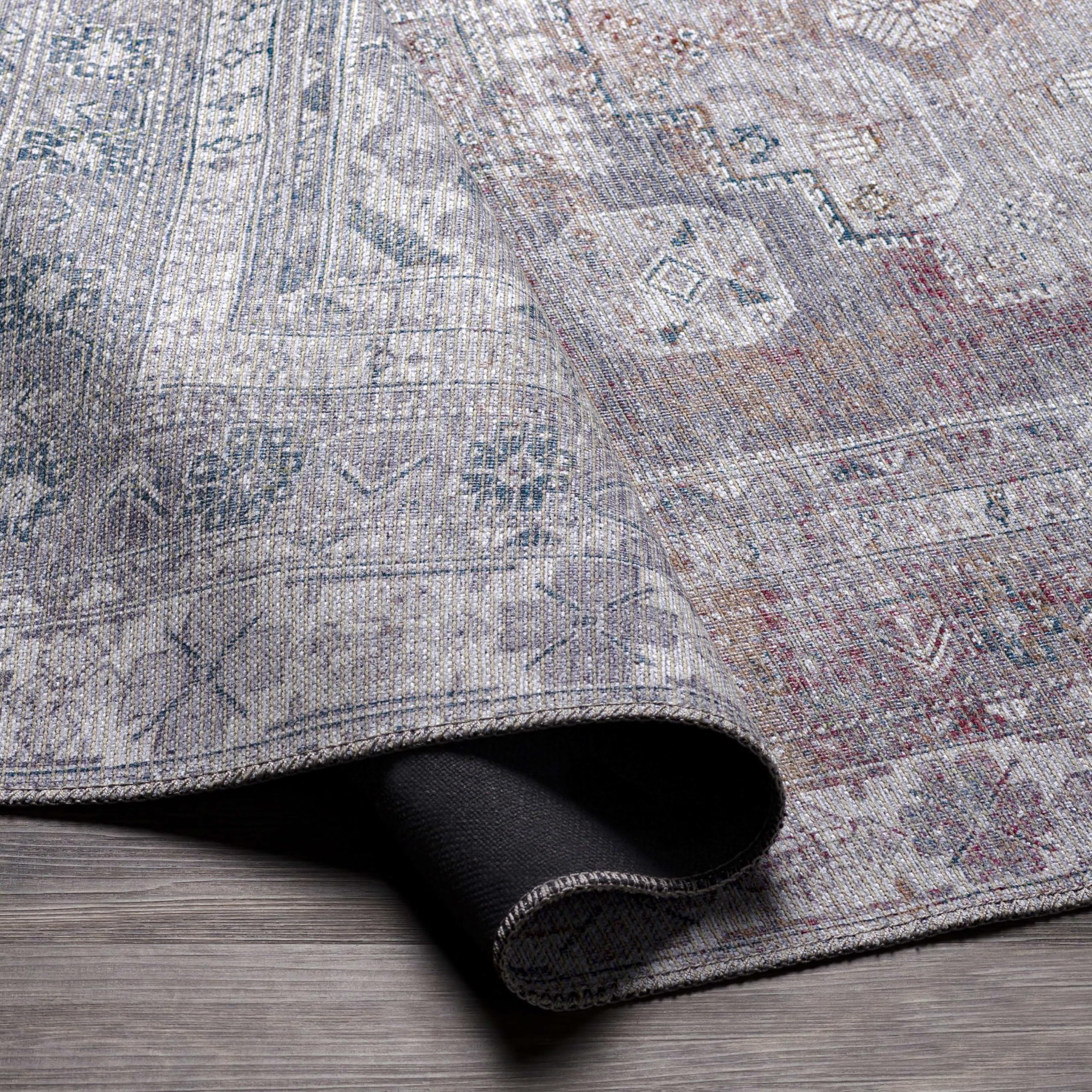 Mark&Day Washable Rugs 9x12 - McCordsville Traditional Slate Area Rug in Blue Grey | Machine Washable Living Room, Bedroom & Kitchen Carpet (9'3