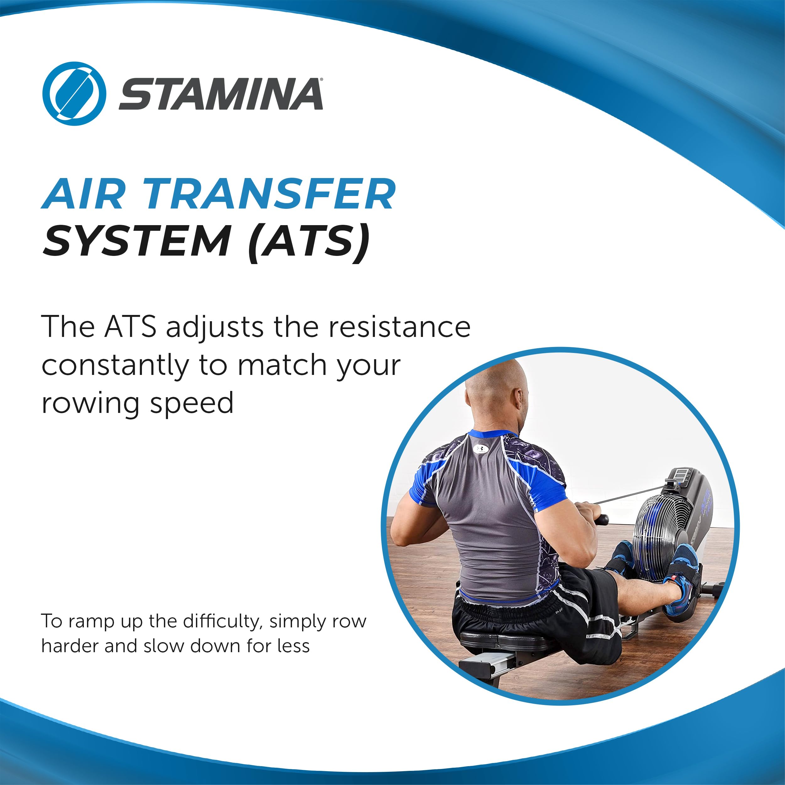 Stamina ATS Air Rower - Foldable Rowing Machine for Home Gym with Smart Workout App | No Subscription Required | Perfect for Cardio Training & Full Body Workouts at Home