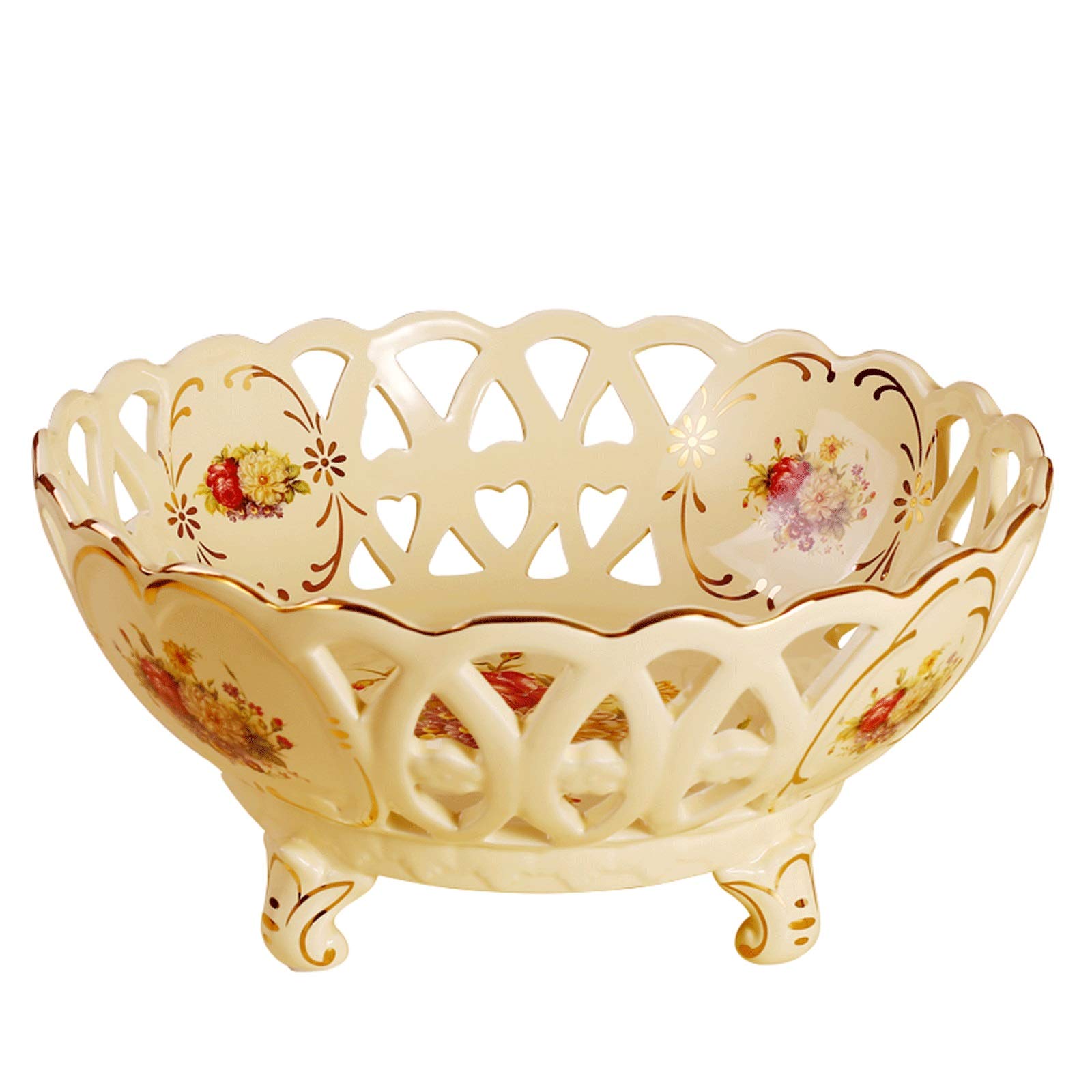 Porcelain Fruit Bowl for Kitchen Counter - Ceramic Decorative Serving Bowl for Desserts, Appetizers, Cakes, Candies & Fruits | Elegant Kitchen Fruit Basket (Color: A) | Perfect for Dining Table Centerpiece, Party Serving & Home Decor