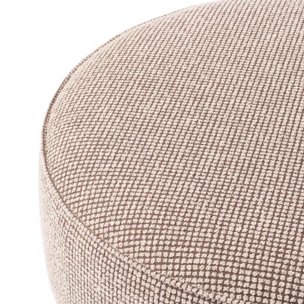 Sinclair Large Round Ottoman in Barrow Taupe - Versatile Footrest, Extra Seating & Stylish Home Decor for Living Room, Bedroom or Office